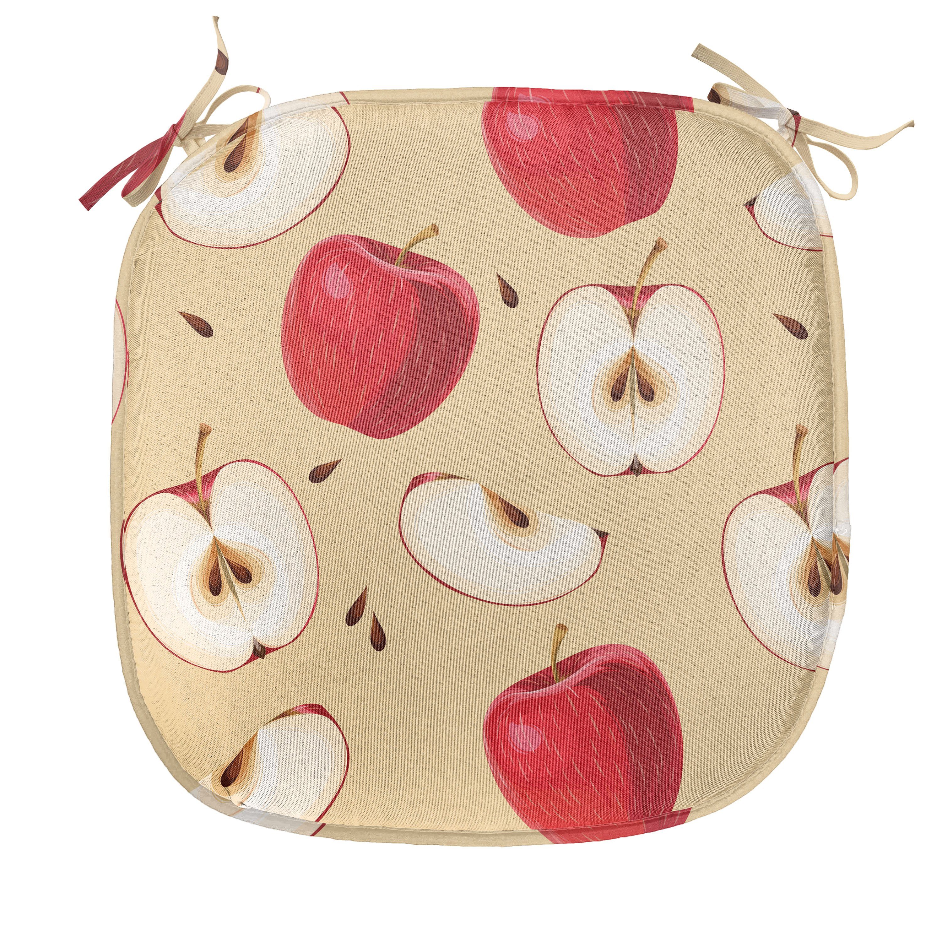 Abakuhaus Stuhlkissen Dekoratives wasserfestes Kissen mit Riemen für Küchensitze, Apfel Frische Frucht-Scheiben-Torte