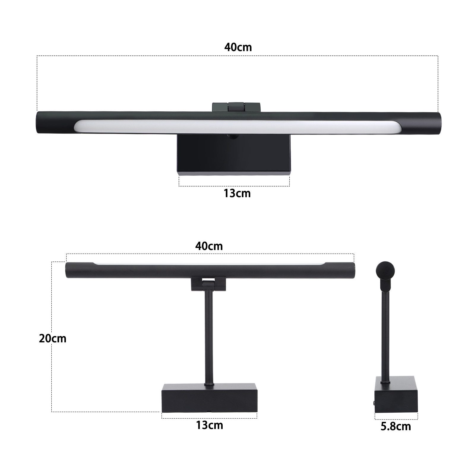 ZMH LED Spiegelleuchte 40CM 4000K Wandleuchte Schwarz Wand 6W, LED fest integriert, Neutralweiß, Spiegellampe Küche – Bild 3 von 5