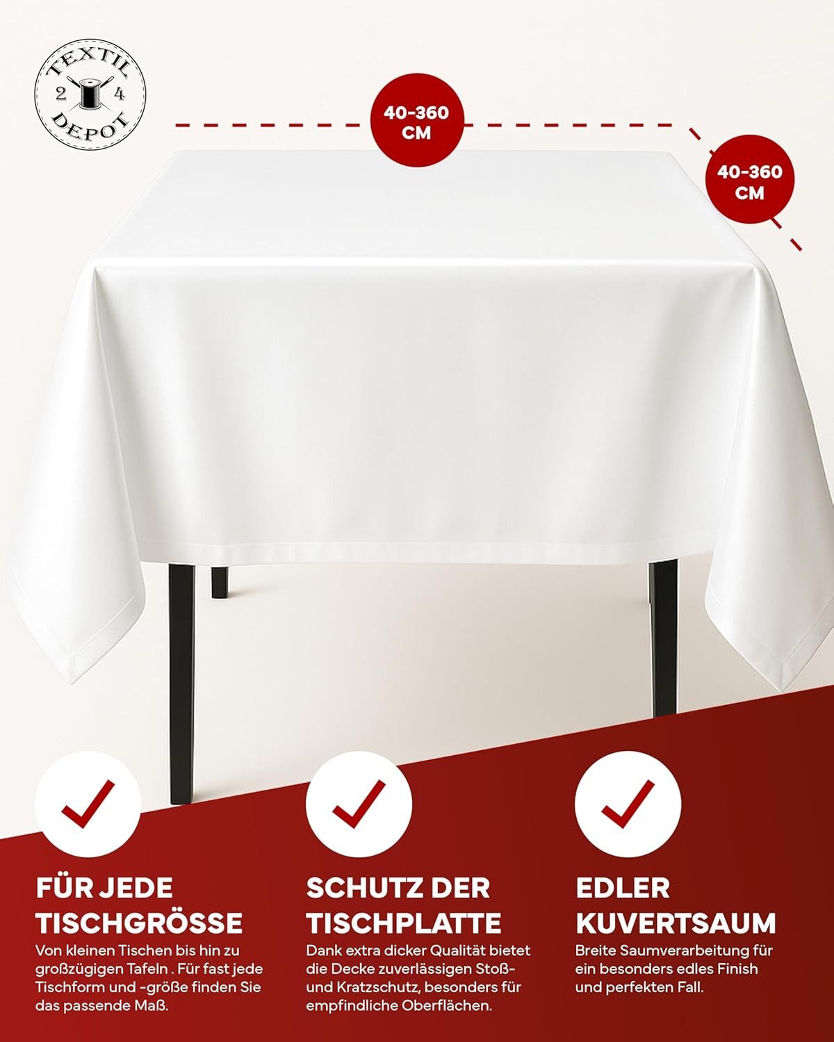 texpot Tischdecke Lotuseffekt Leinenoptik Bügelfrei Fleckschutz wasserabweißend (1-tlg) – Bild 4 von 5
