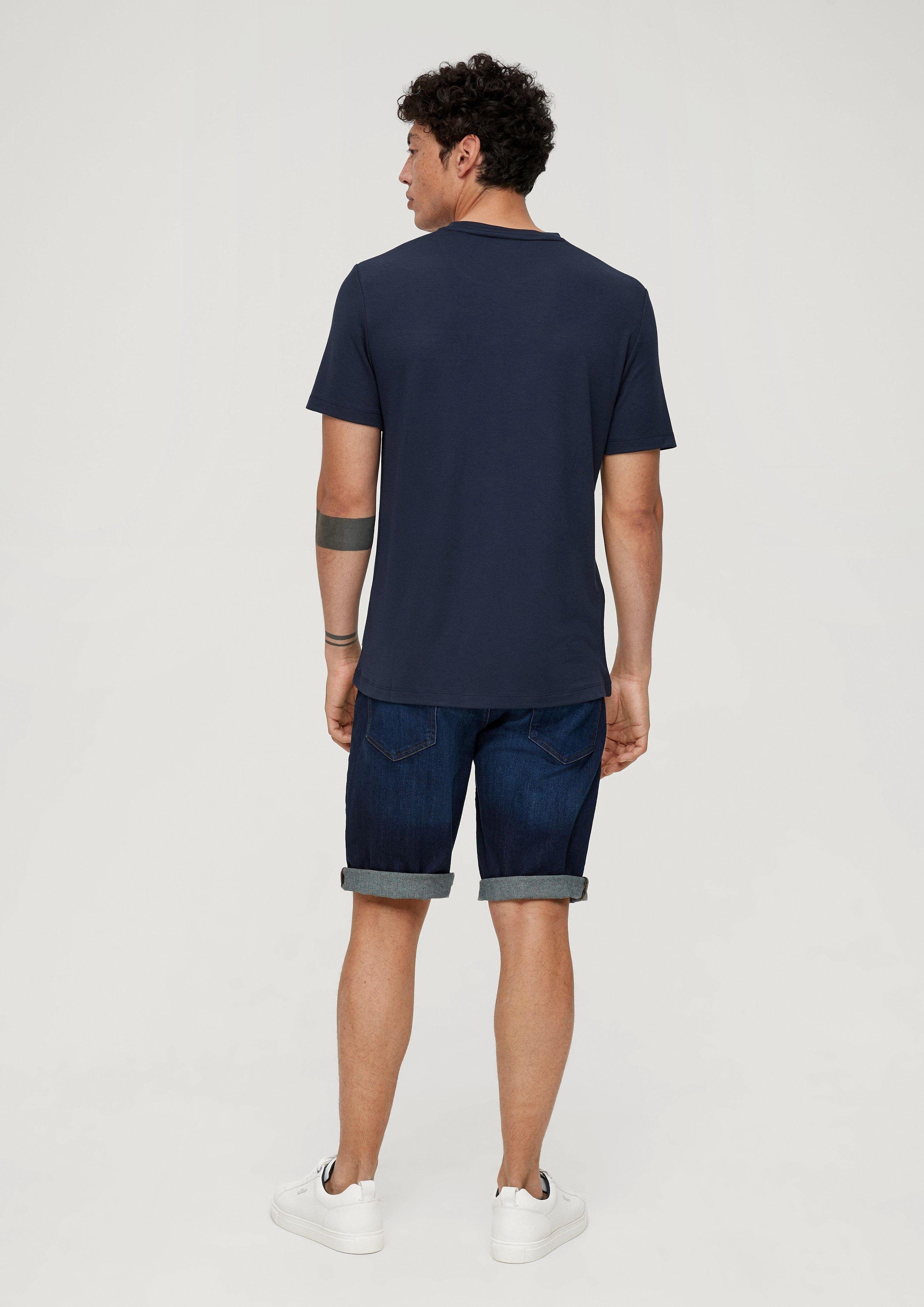 s.Oliver Kurzarmshirt Hochwertiges Modal T-Shirt navy mit Piquéstruktur