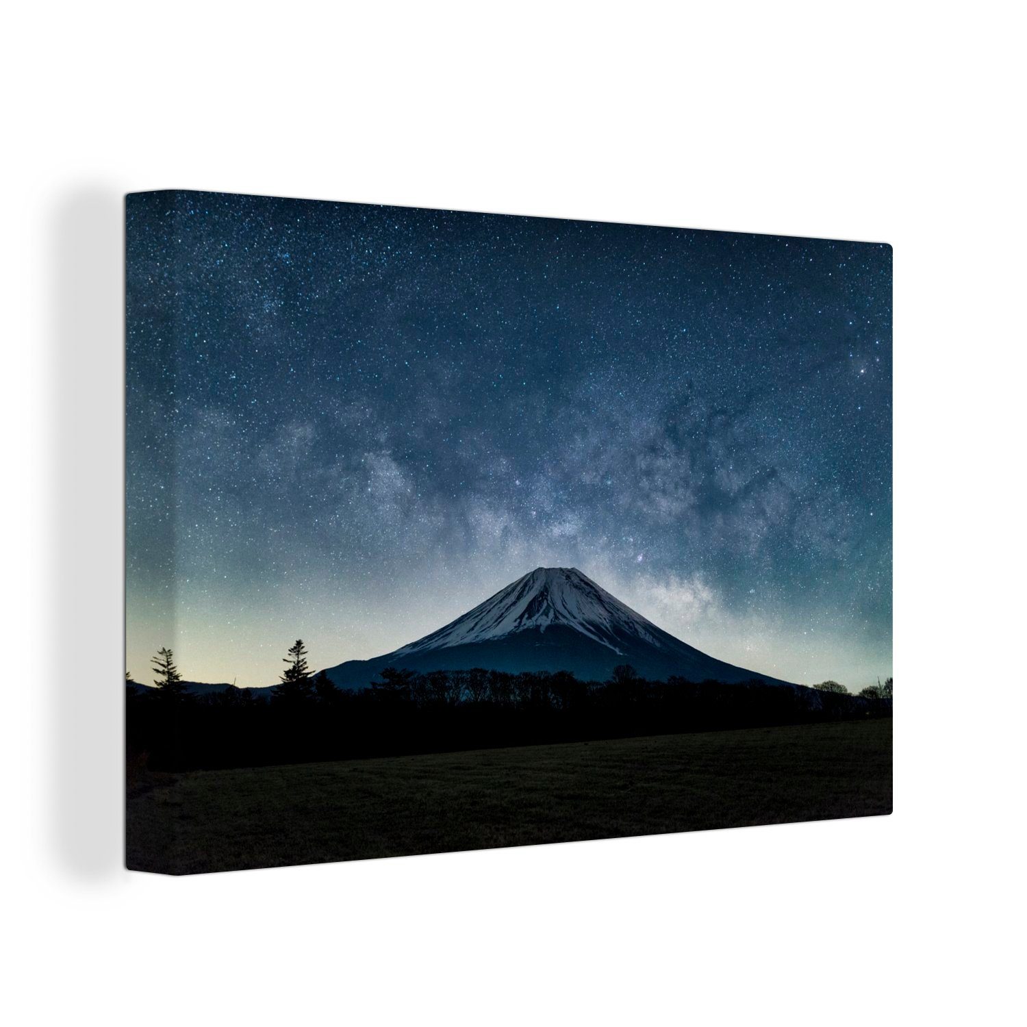 Leinwandbilder, bei OneMillionCanvasses® cm Aufhängefertig, Wandbild Der Nacht, Fuji japanische St), (1 30x20 Wanddeko, Leinwandbild Vulkan