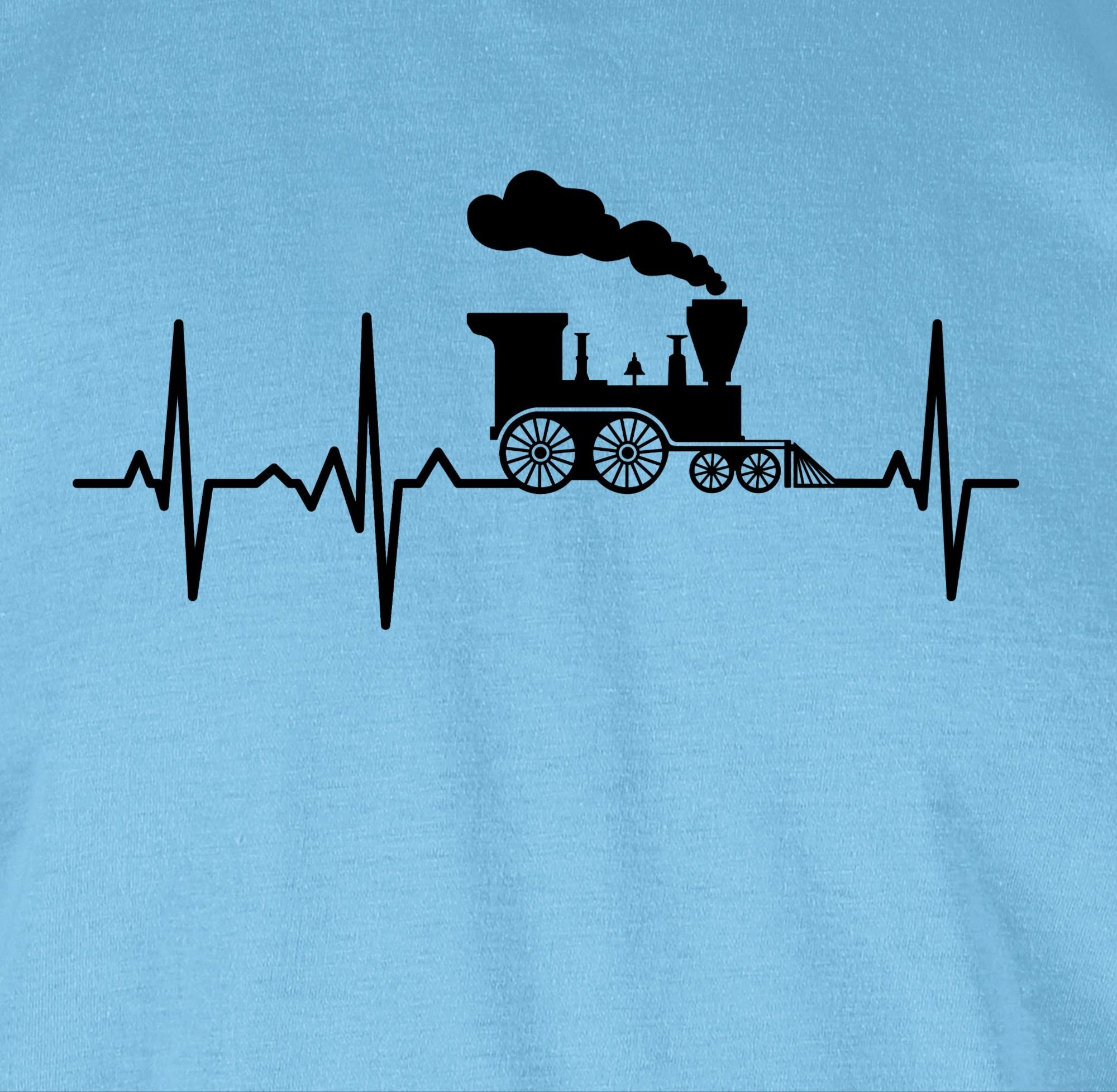 Outfit T-Shirt Shirtracer Eisenbahnli Herzschlag Dampflokomotive Hellblau Geschenk Eisenbahner I Hobby Dampflok 1