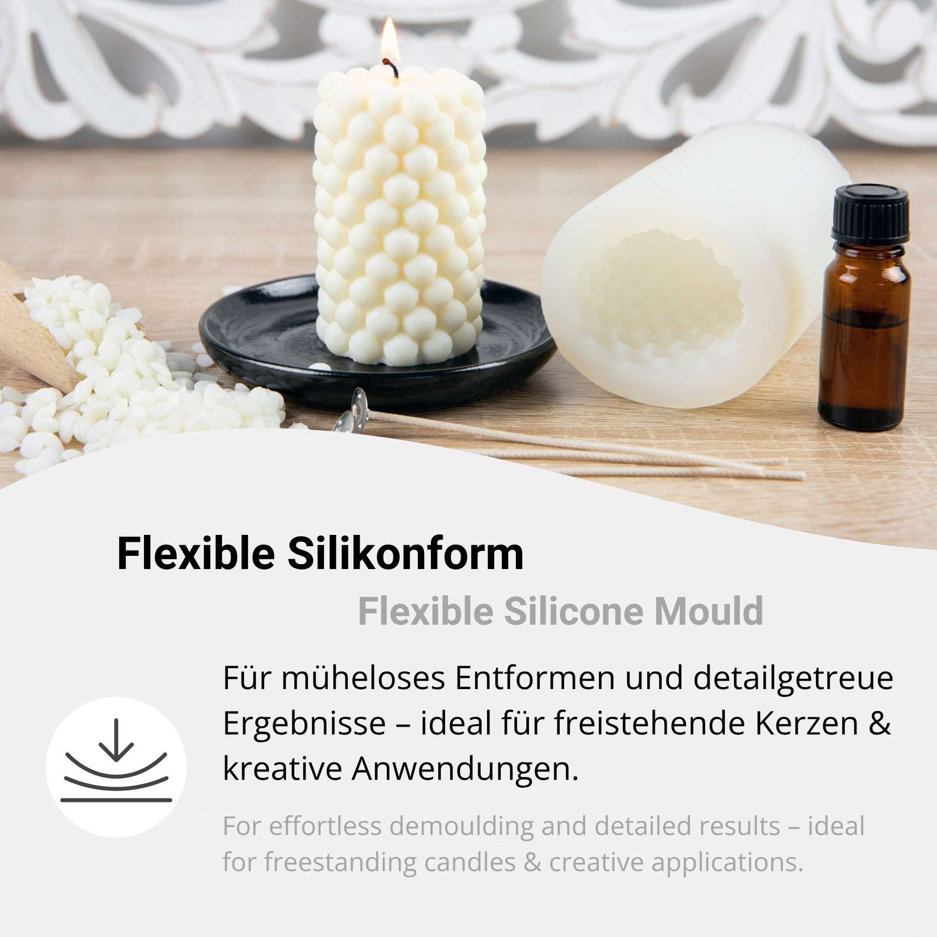 DistrEbution Silikonform Weihnachten, Kerzenform, Gießform aus Silikon, wiederverwendbare Form für Weihnachtskerzen