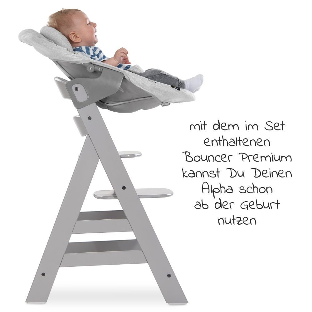 Sitzauflage 5 Babystuhl Alpha (Set, Hochstuhl ab Geburt, Neugeborene, Hauck Plus Aufsatz XL St), Set Essbrett, Newborn für Grau