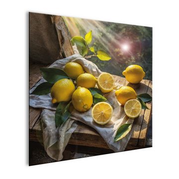 artissimo Glasbild Glasbild 30x30cm Bild Küche Küchenbild Esszimmer Obst Gemüse mediteran, Essen und Trinken: Vintage Zitronen