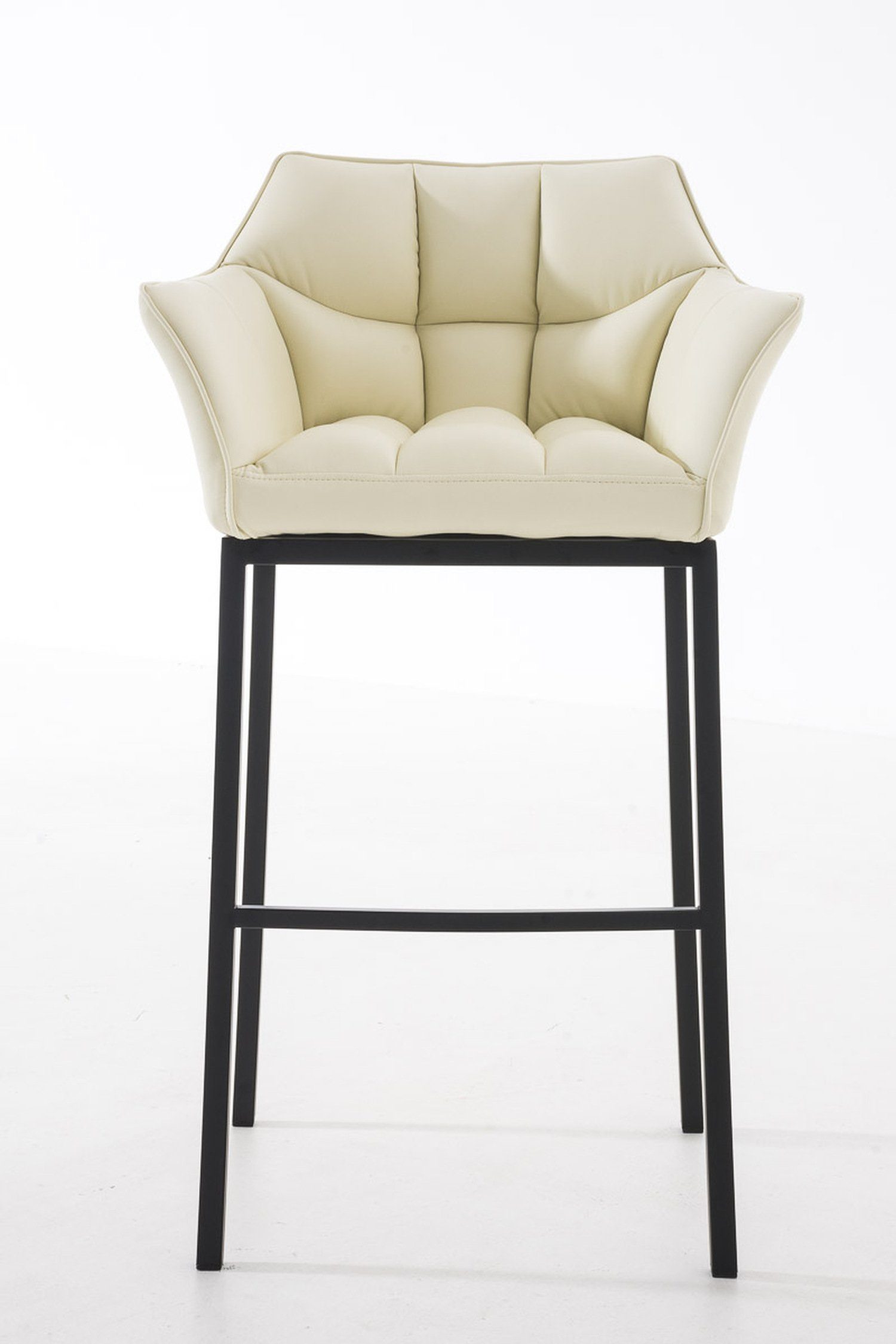 Theke & Kunstleder Sitzfläche: Hocker Rückenlehne Creme TPFLiving 4-Fuß Gestell (mit Barhocker für schwarz Küche), und Fußstütze - - Damaso