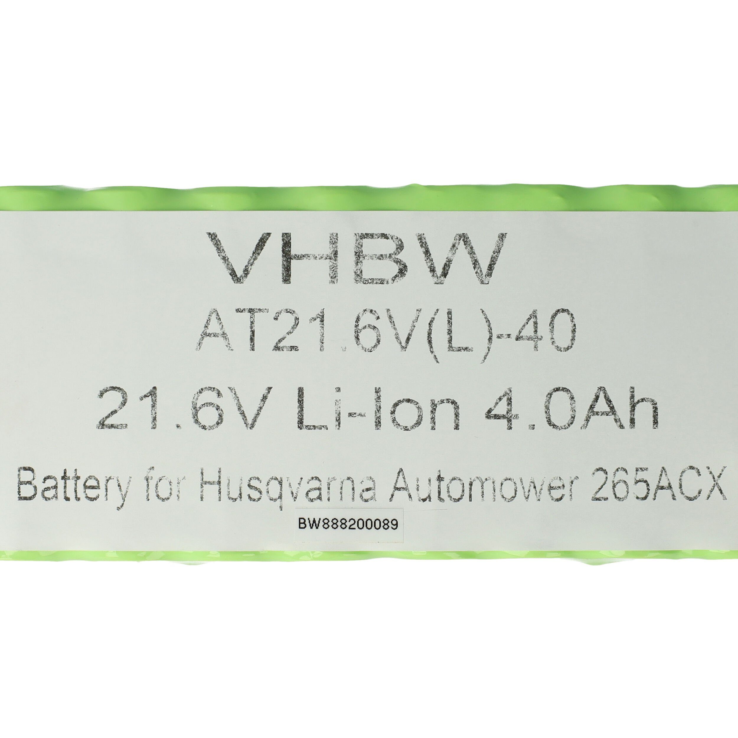 kompatibel V) (21,6 mAh Automower 2014 Akku mit 265 Li-Ion Husqvarna 4000 ACX vhbw