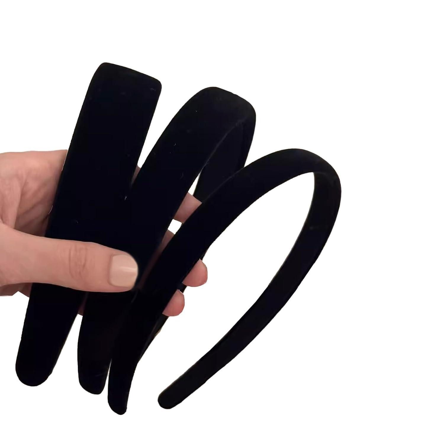 Haarreif 3er-Pack Schwarz: Samt Haarreifen für Damen & Mädchen, Breit, Mittel
