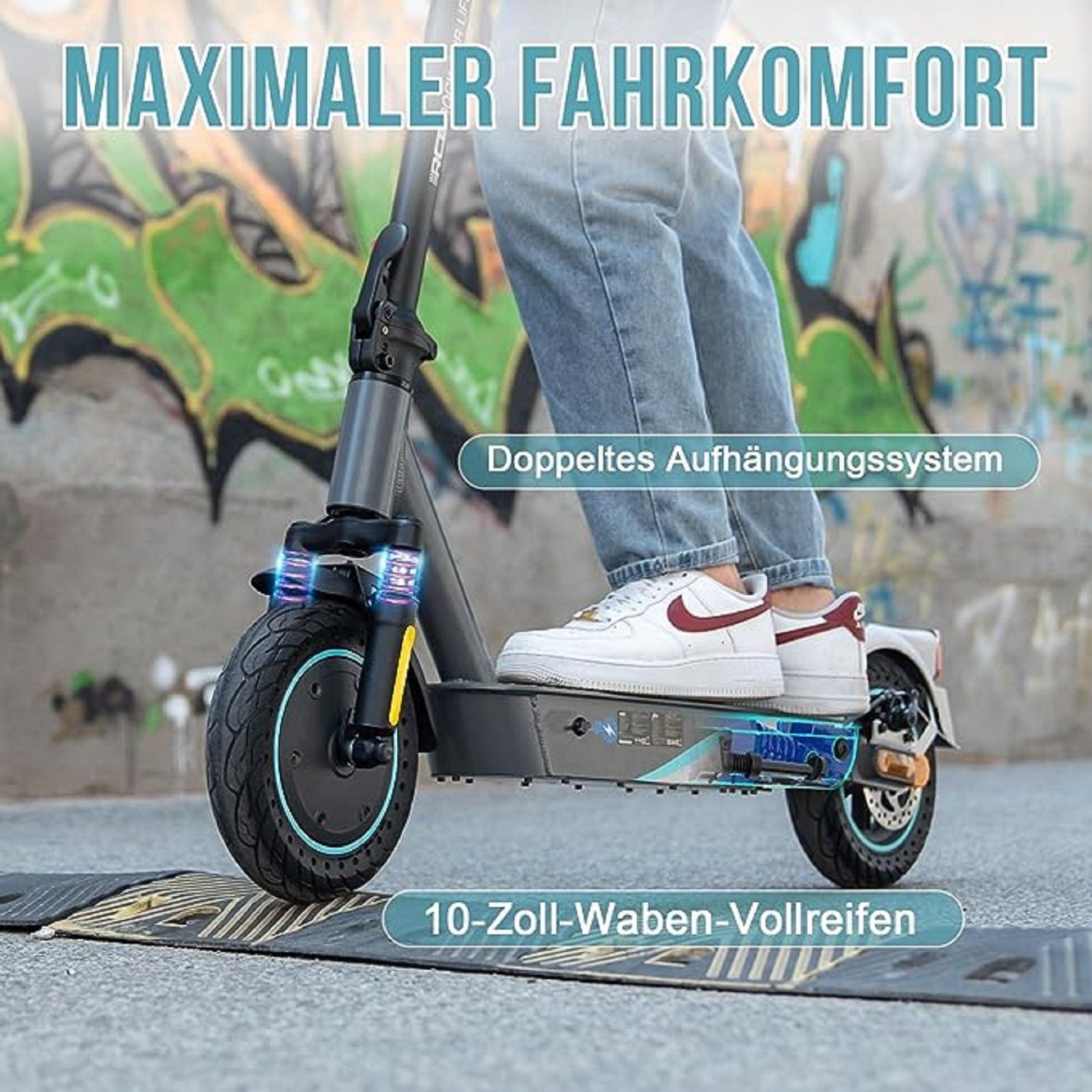E-Scooter Komfortable max.20 Stoßdämpfung Straßenzulassung KM/H, mit RCB (ABE),