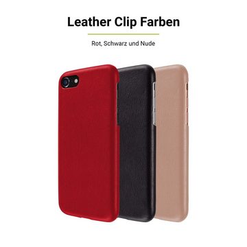 Artwizz Smartphone-Hülle Leather Clip Leder Schutzhülle aus Handgefertigtem Echt-Leder, Schwarz, iPhone SE (2022/2020) / 8 / 7