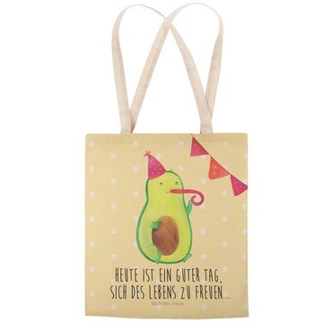 Mr. & Mrs. Panda Tragetasche Avocado Party - Gelb Pastell - Geschenk, Tragetasche, Gesund, Geburts (1-tlg), Einzigartig Bedruckt
