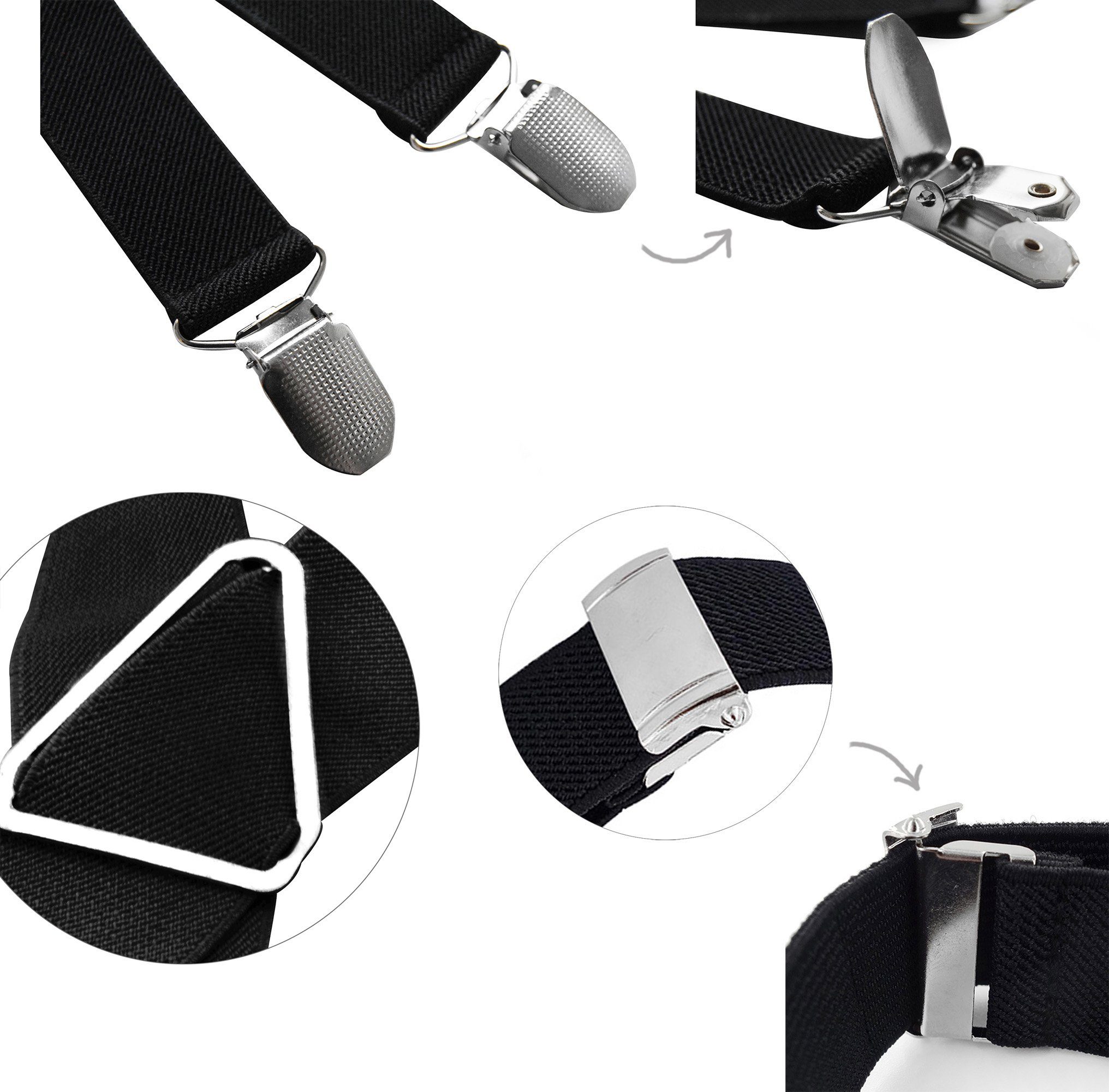 axy Hosenträger Herren Hosenträger 4 Stabile Clips X-Form 3,5cm Breit verstellbar und elastisch 120cm Lang