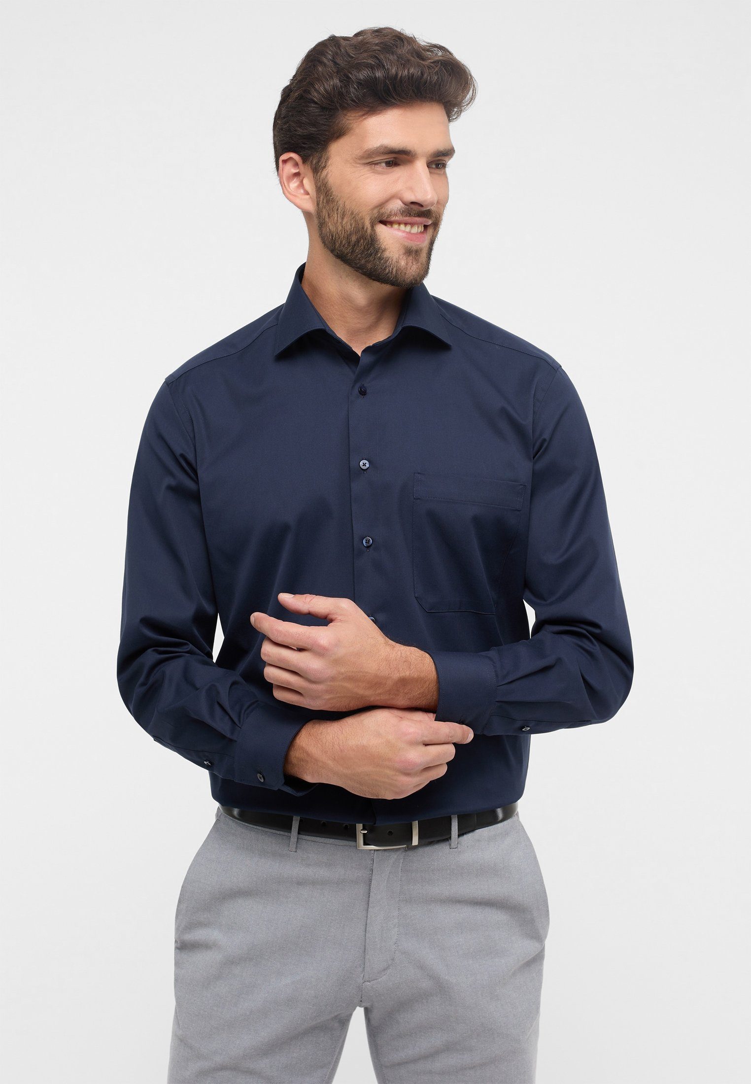 FIT navy Eterna Langarmhemd COMFORT