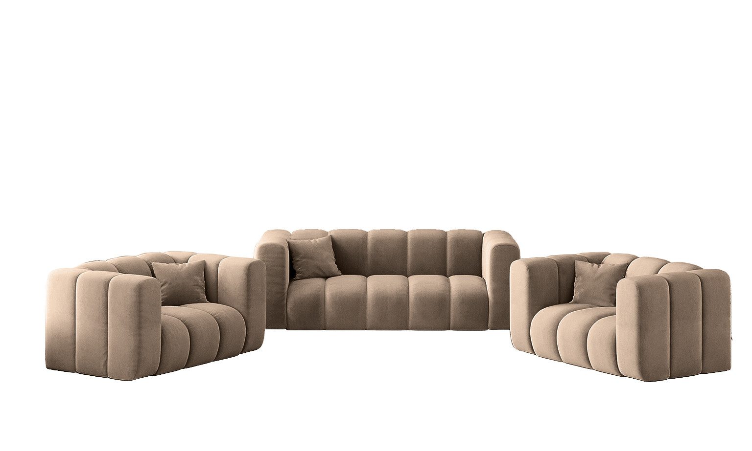 Kaiser Möbel Loungeset Sofagarnitur 2+1+1 Couchgarnitur serie Grand Stoff Haga und Salvador