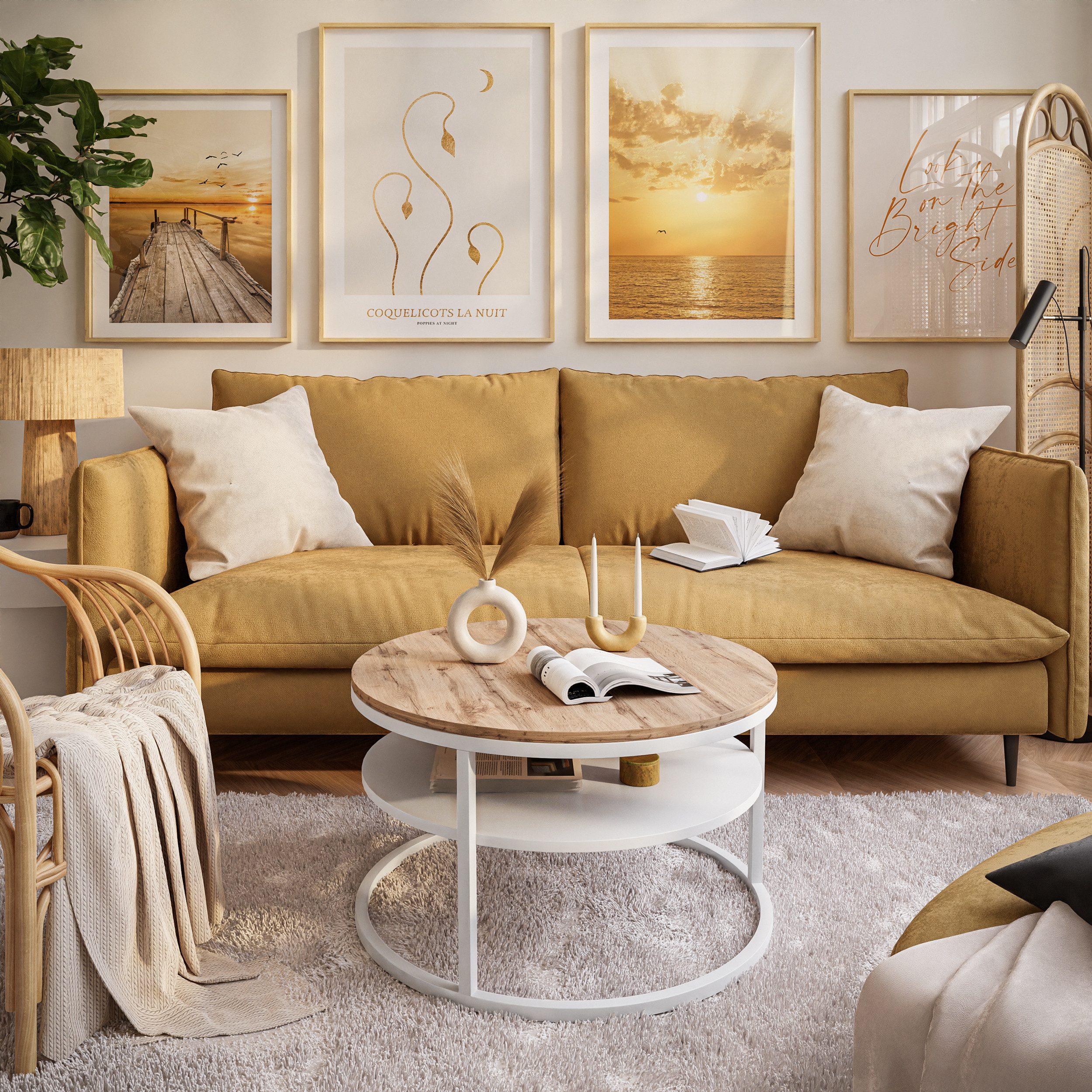 Lookway Couchtisch CIRI LOFT mit Ablage (1 Tisch), Durchmesser: 70 cm günstig online kaufen