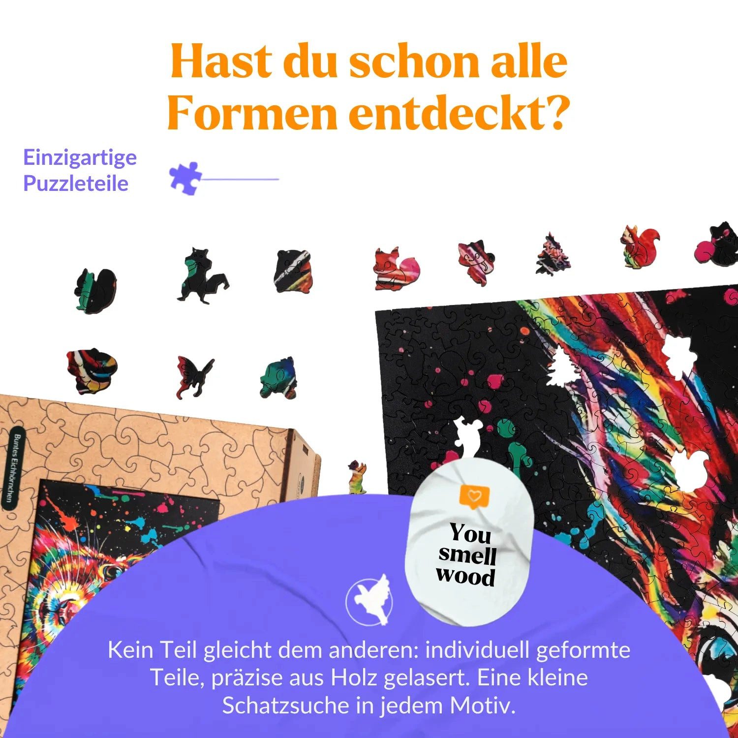 MagicHolz Puzzle Buntes Eichhörnchen Holzpuzzle (2D), 1000 Puzzleteile