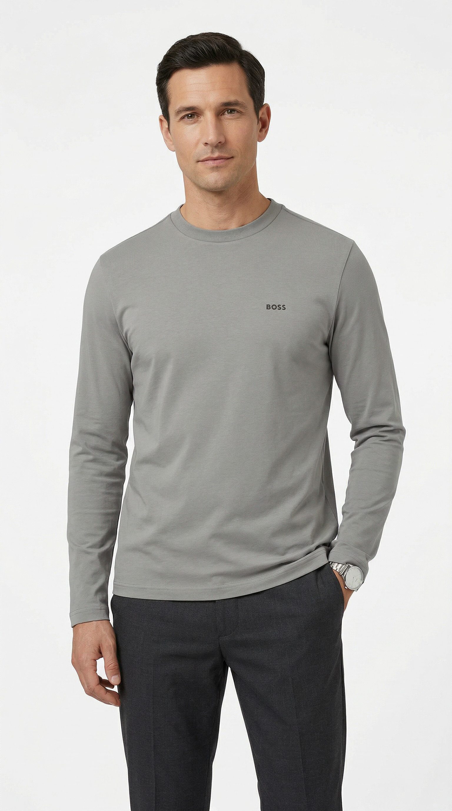 BOSS GREEN Langarmshirt Tee Long mit Rundhalsausschnitt günstig online kaufen