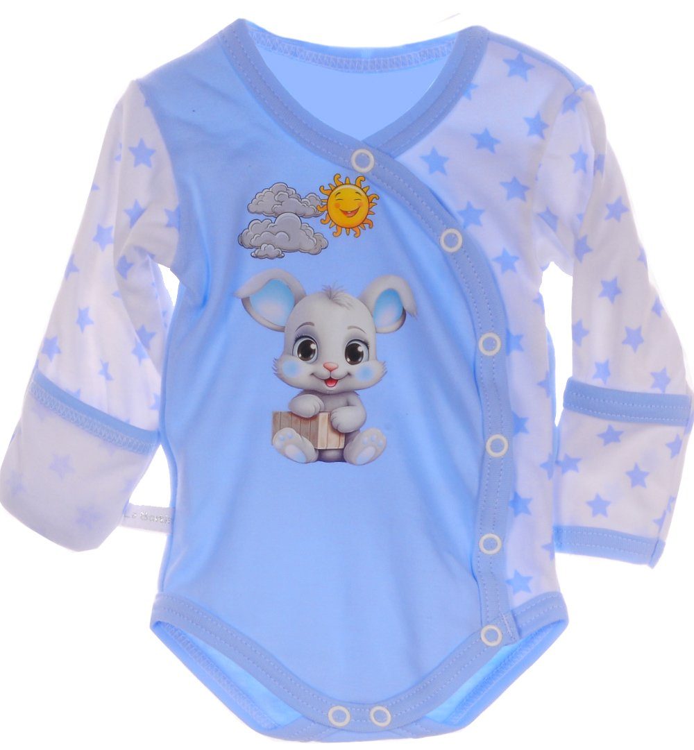 La Bortini Wickelbody Body mit Kratschutz und Hose Baby Anzug 2tlg Set Body aus reiner Baumwolle