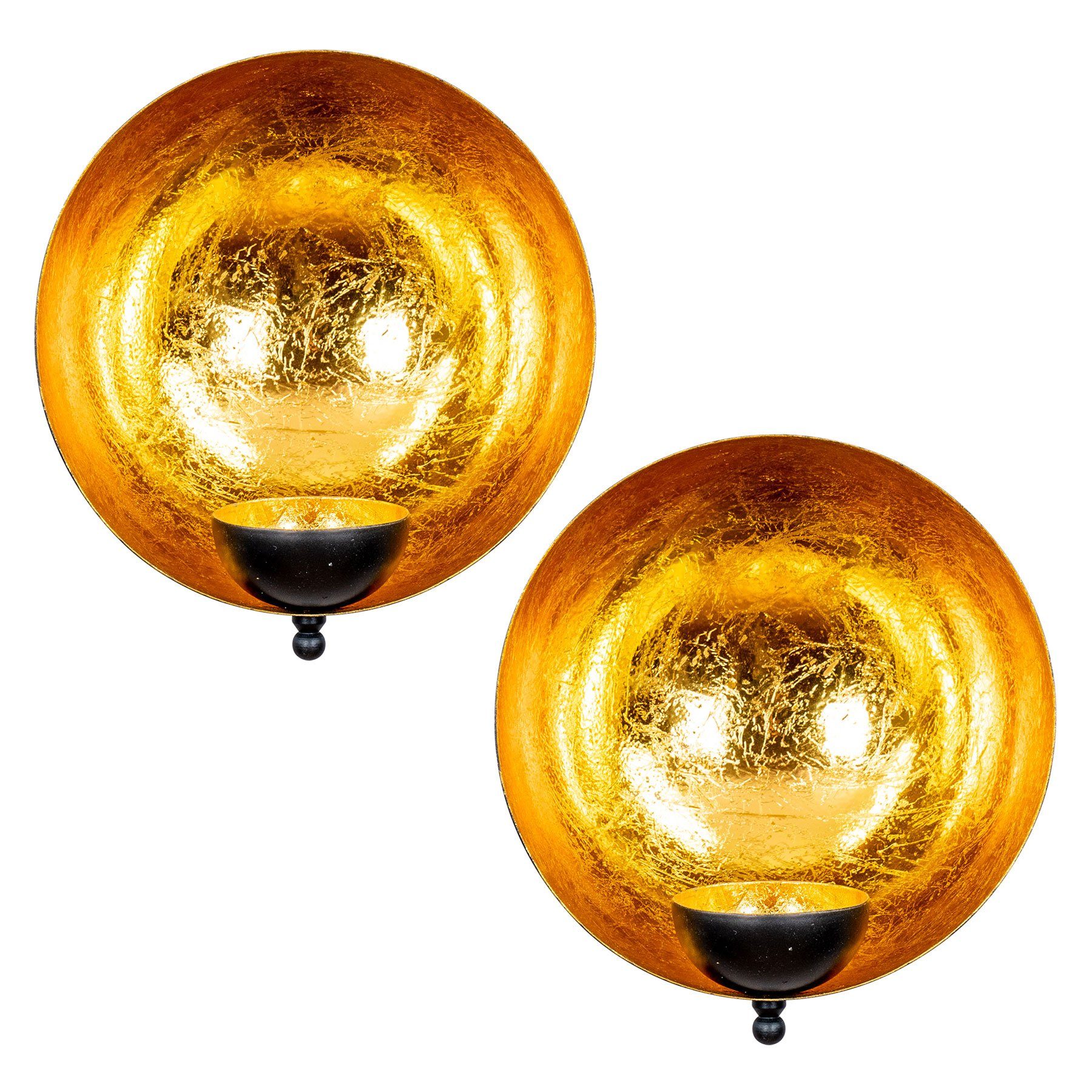 Levandeo® Kerzenständer, 2er Set Wand Teelichthalter Schwarz Gold Metall Kerzenhalter Wanddeko Variante 1