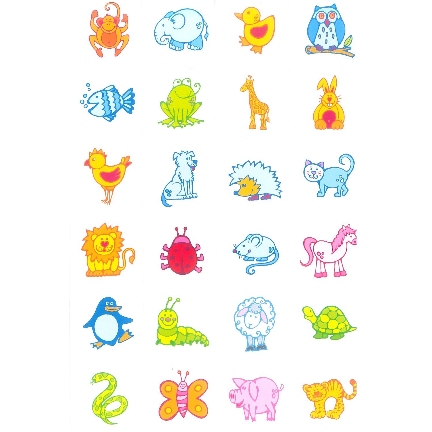 EDUPLAY Lernspielzeug Erkennungsschilder Tiere Aufkleber, 24 Motive 35 x 35 mm