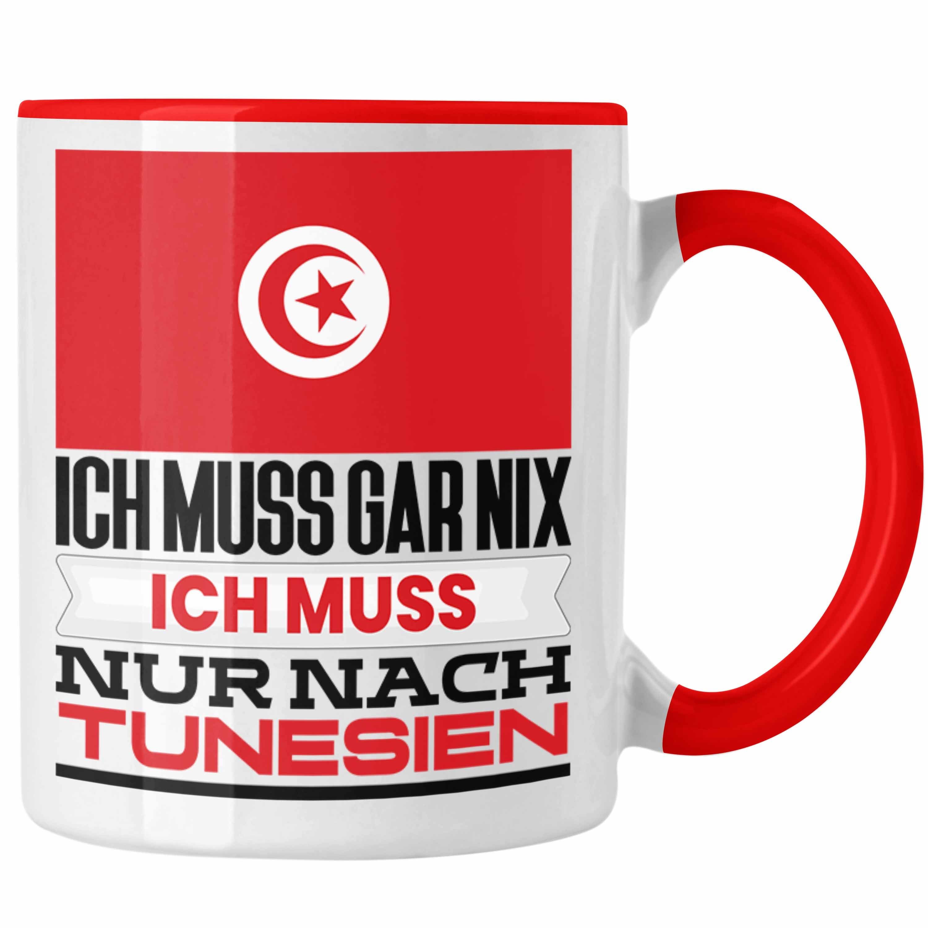 Trendation Tasse Tunesien Tasse Geschenk für Tunesen Geburtstag Urlaub Geschenkidee Ich Rot