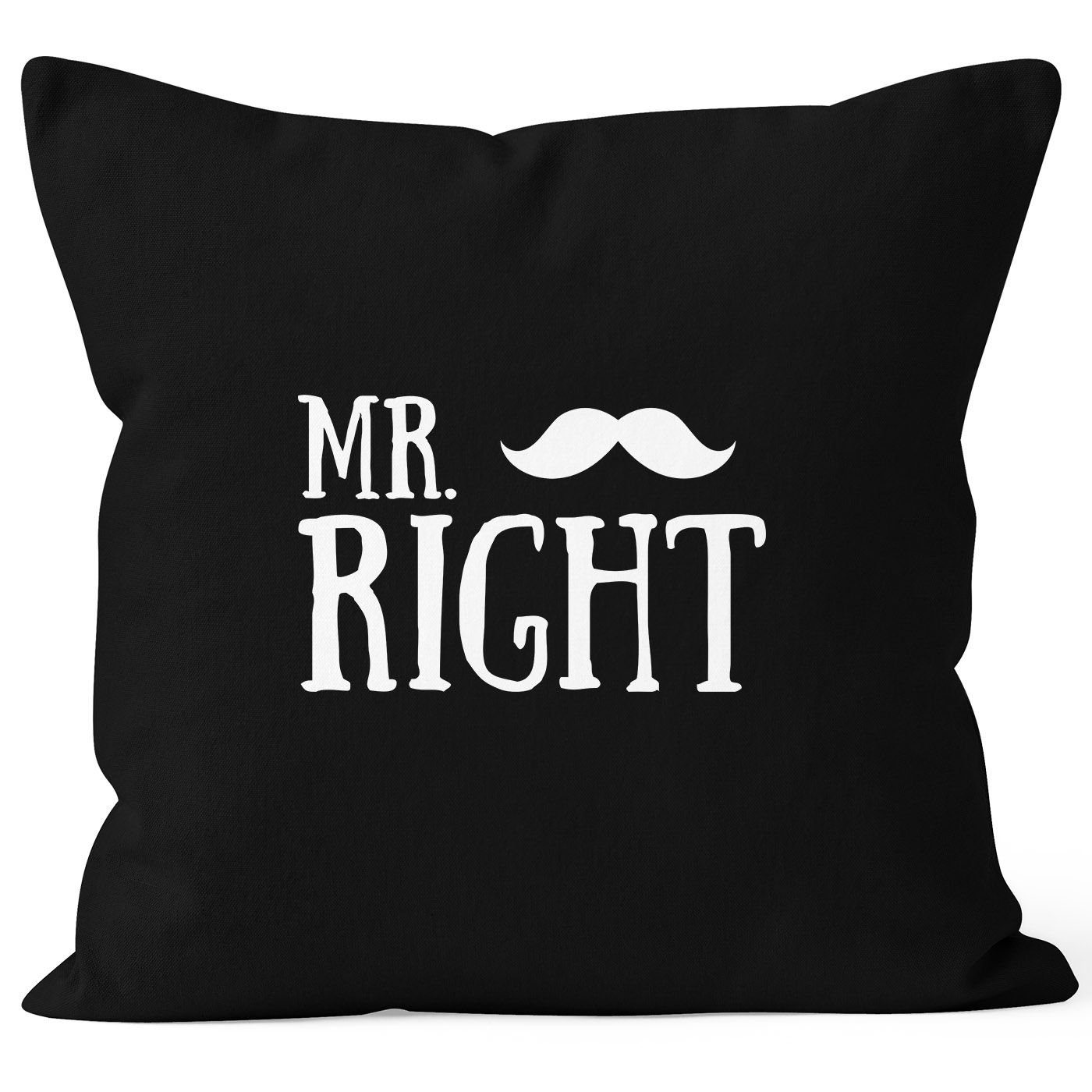 MoonWorks Dekokissen Kissenbezug Mr Right Kissen-Hülle Deko-Kissen 40x40 Baumwolle MoonWorks® schwarz