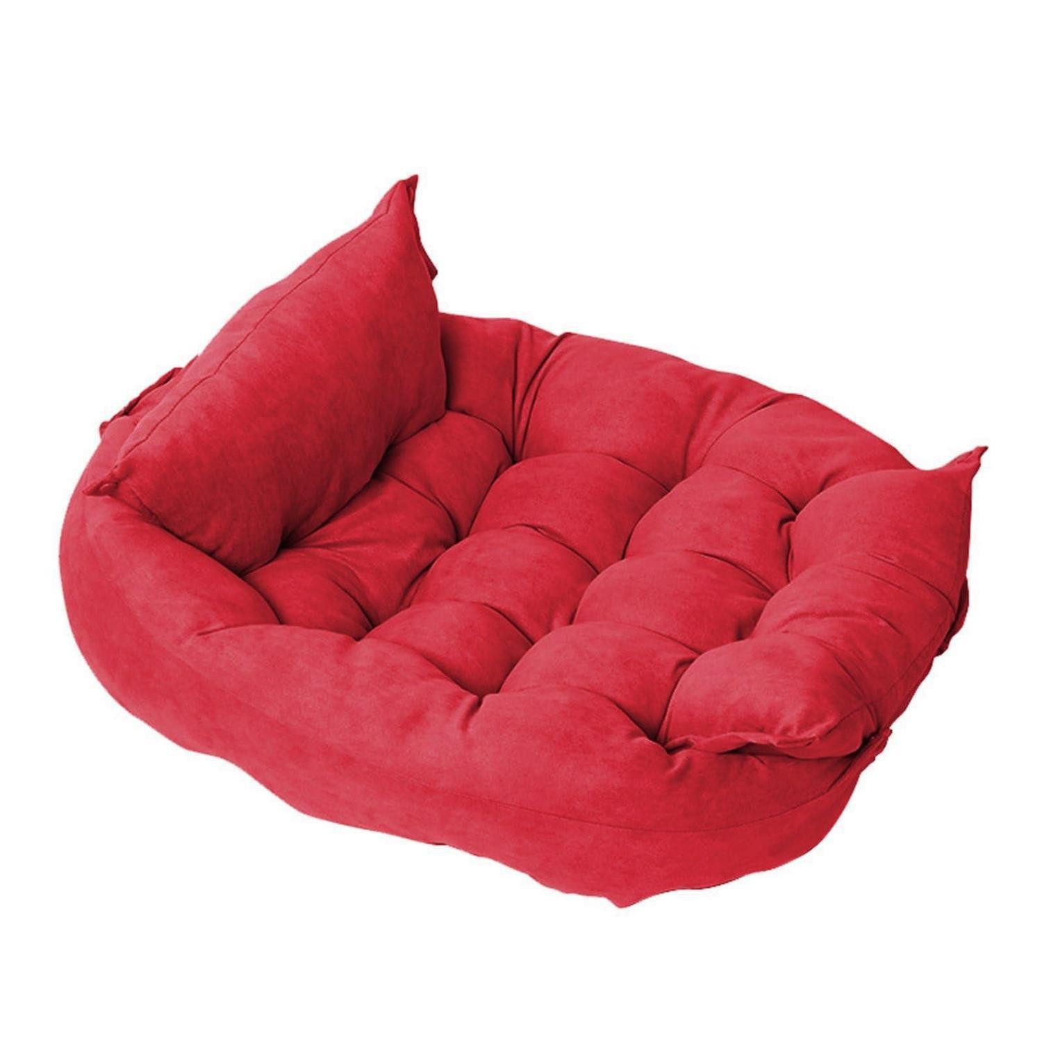 LuxusKollektion Hundebett Hundebett Katzenbett Donut Flauschig Rund Rot S