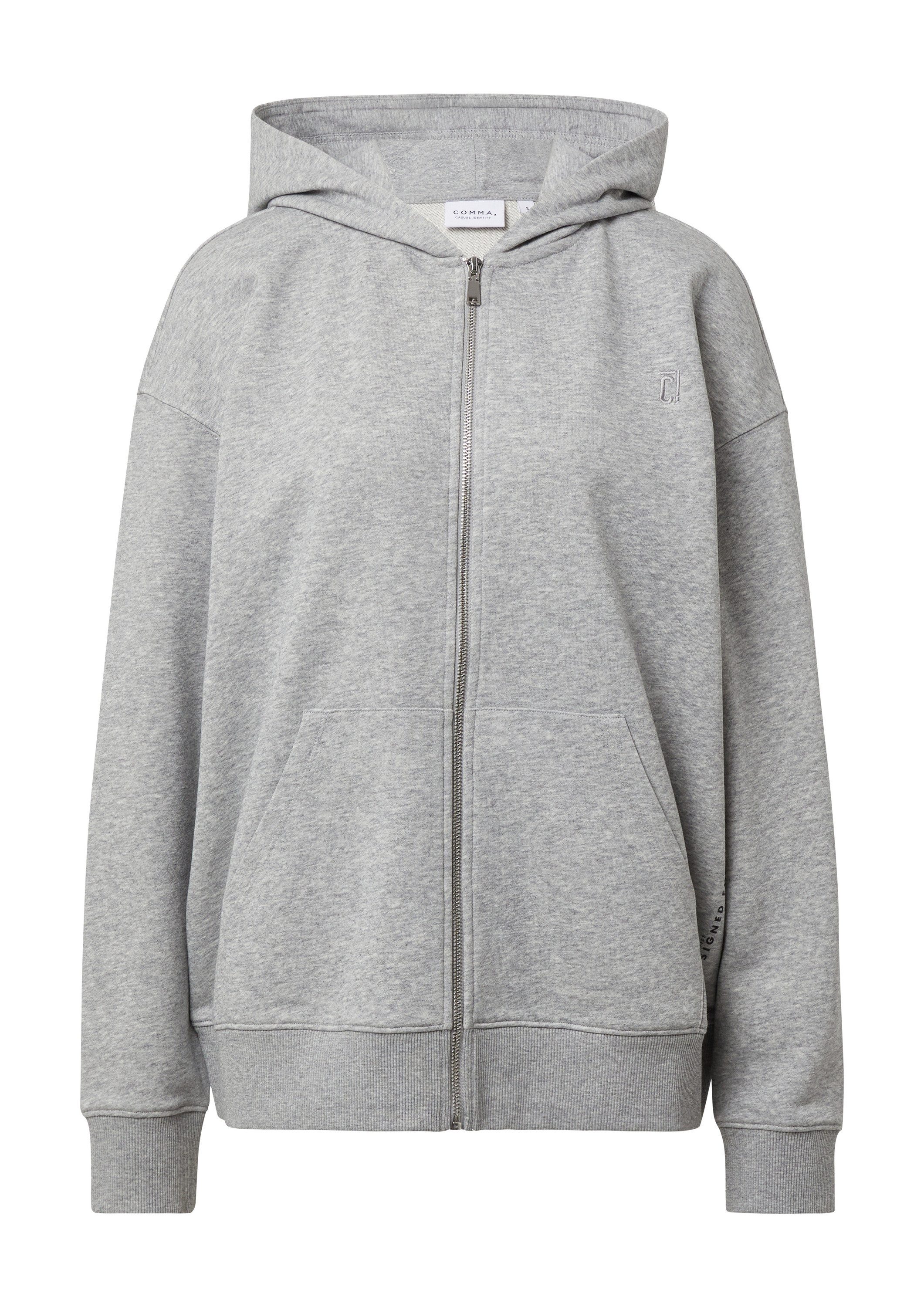 comma Sweatjacke Sweatshirt Oversized Sweatjacke mit Kapuze