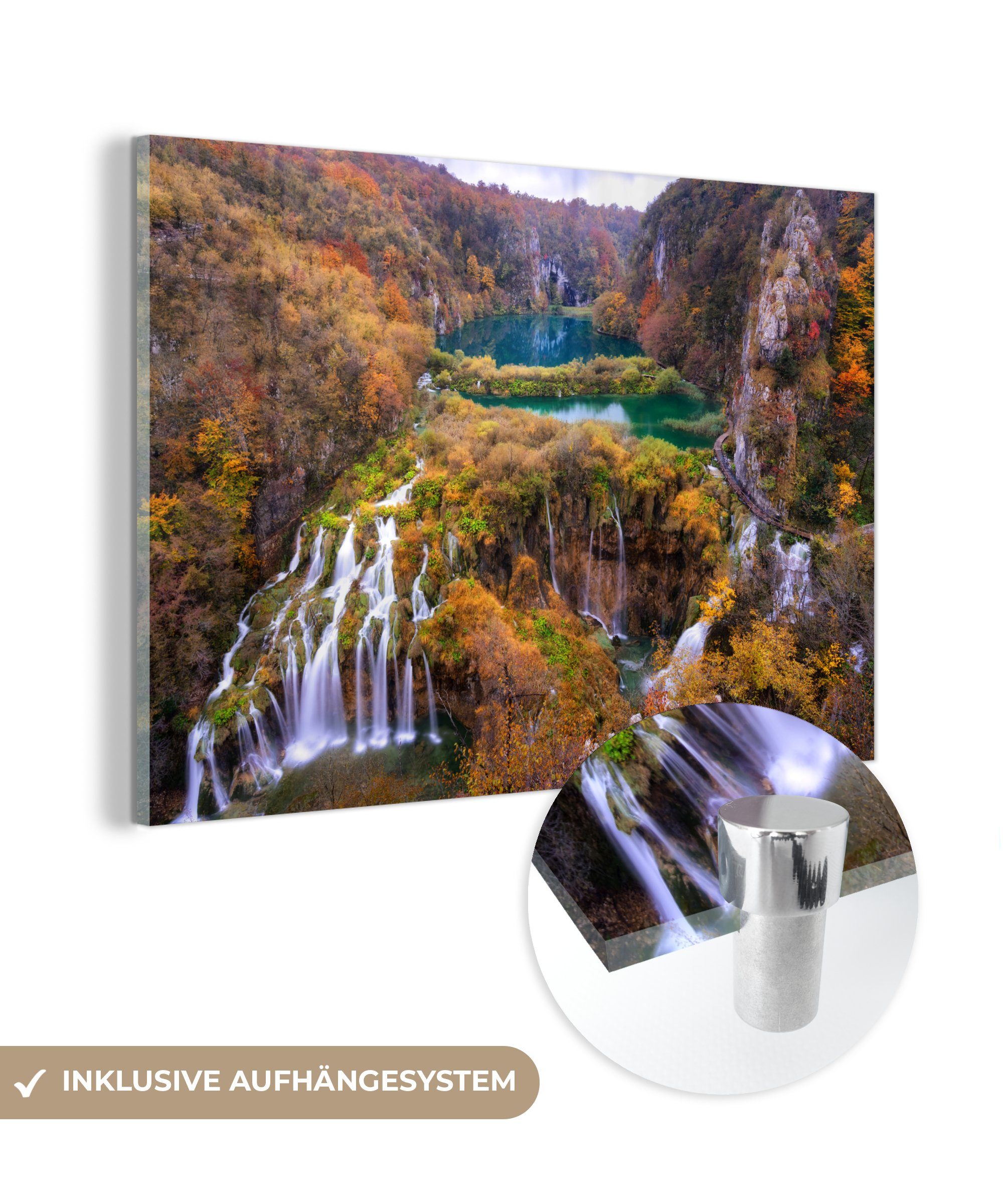 MuchoWow Acrylglasbild Wunderschöne Herbstfarben des Nationalparks Plitvicer Seen, (1 St), Acrylglasbilder Wohnzimmer & Schlafzimmer