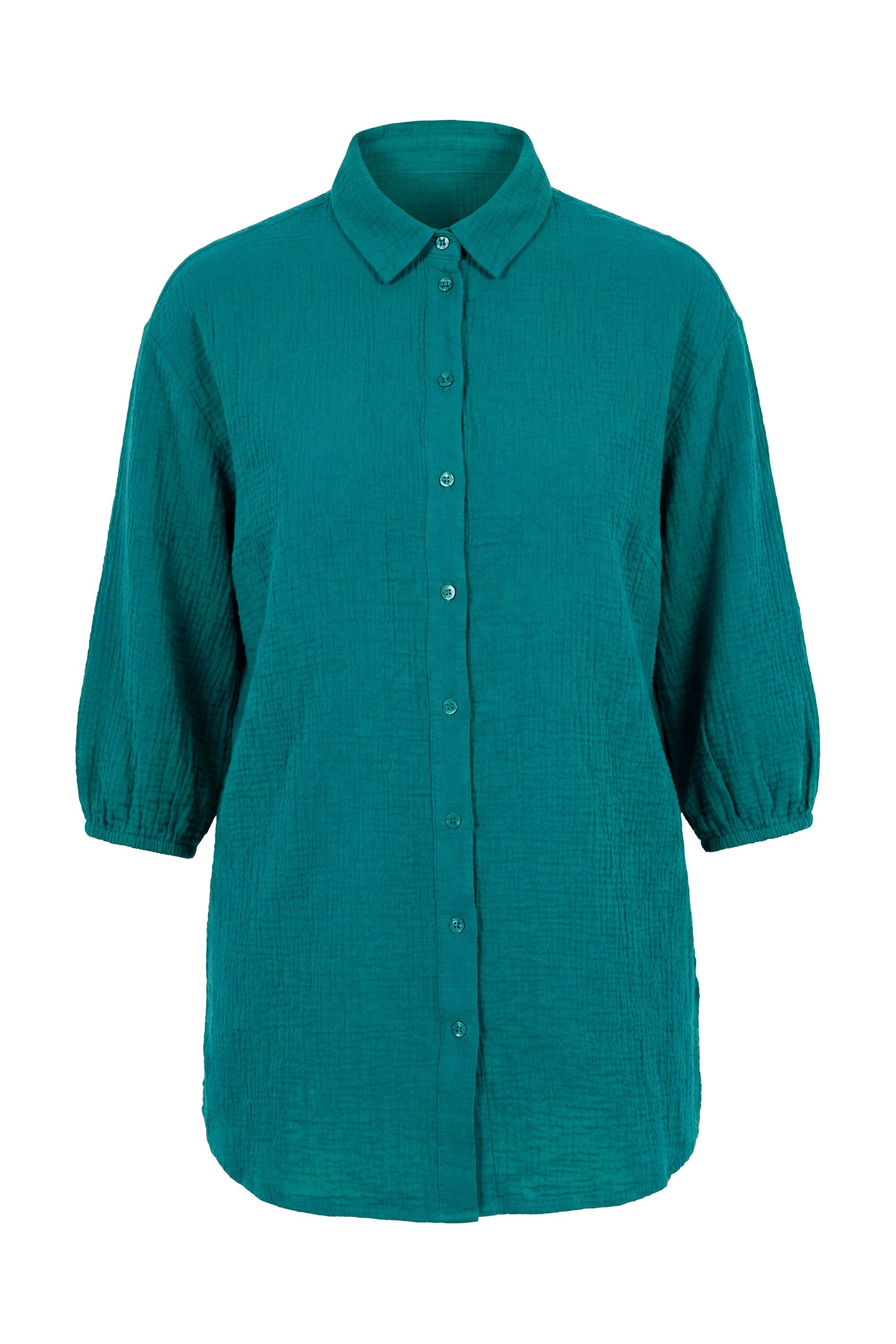 Angel of Style Hemdbluse Hemdbluse oversized Musselin 3/4-Ärmel