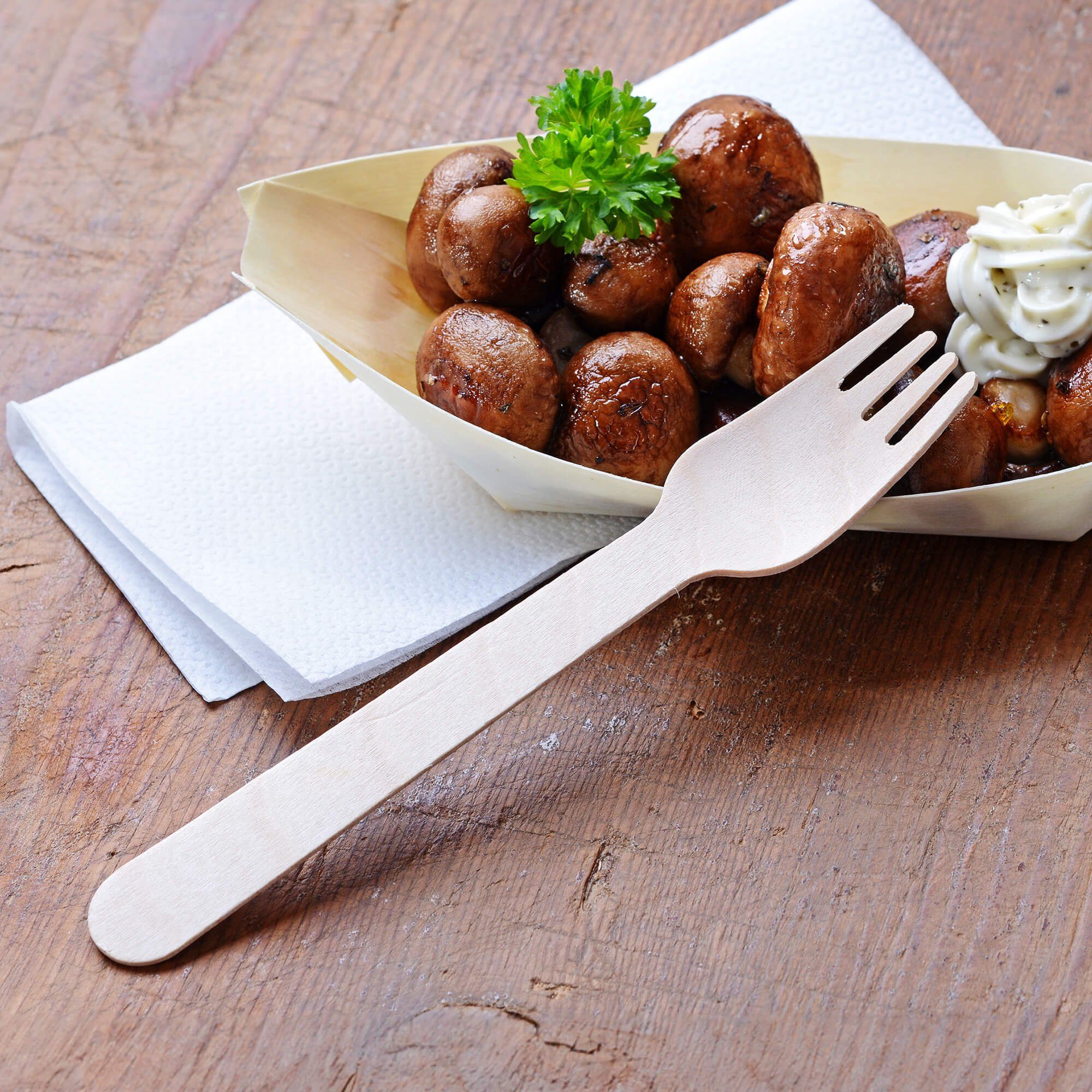 GRÄWE Einweggabel GRÄWE Einwegbesteck - Gabeln Holz 100 Stück, Einweg-Gabeln, Holzbestec