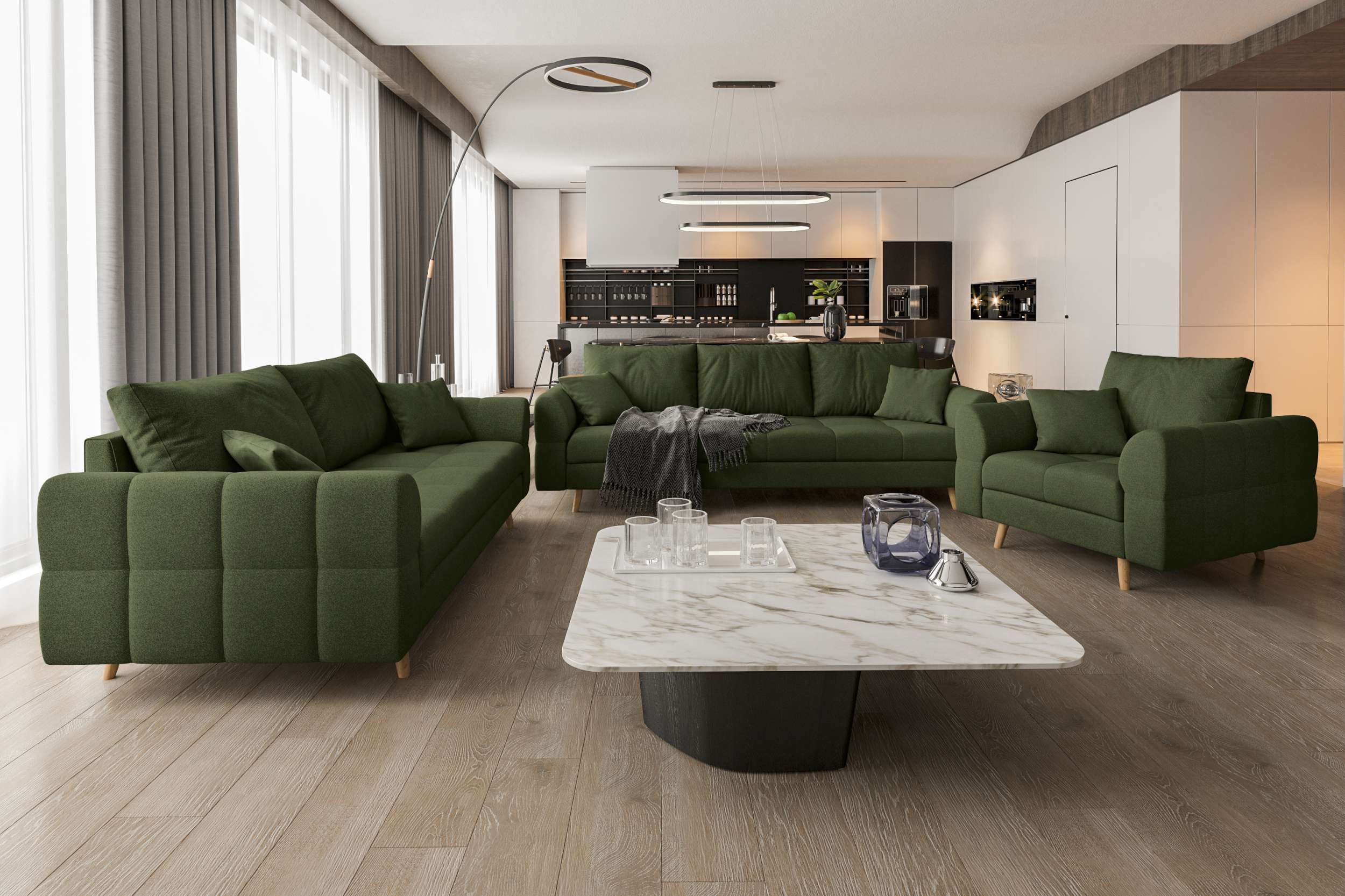 99rooms Polstergarnitur Bello, (Couchgarnitur, Set (3-tlg), bestehend aus 3 günstig online kaufen