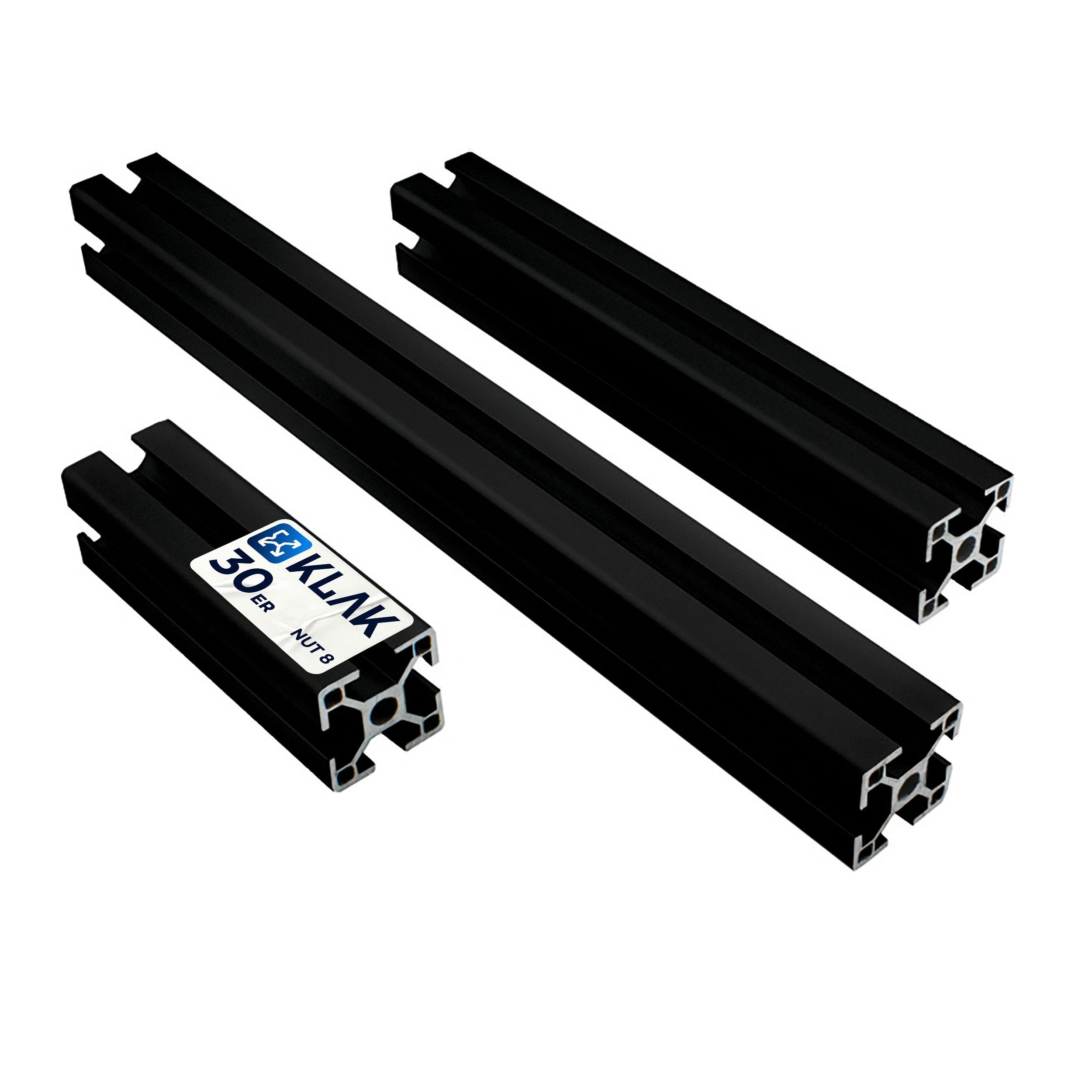 KLAK Profil KLAK 30 - Aluprofil 30x30mm Montageprofil Typ-I Nut 8 10-200cm schwarz