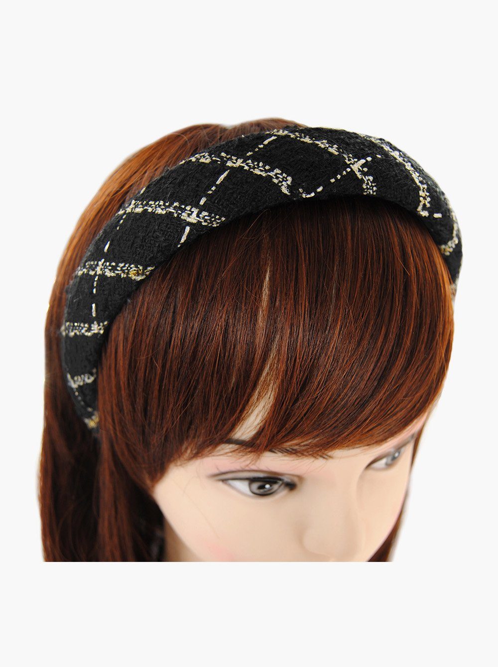 axy Tweed Schwarz Haarreif Vintage Stoff Haarband aus Stoff Damen gepolstertes, Tweed Haarreif Haareifen