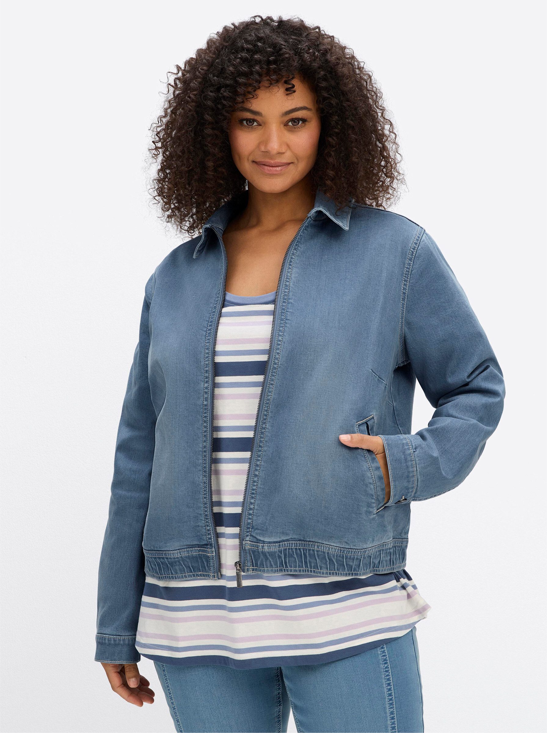 Sheego Allwetterjacke Jeans-Jacke Langarm