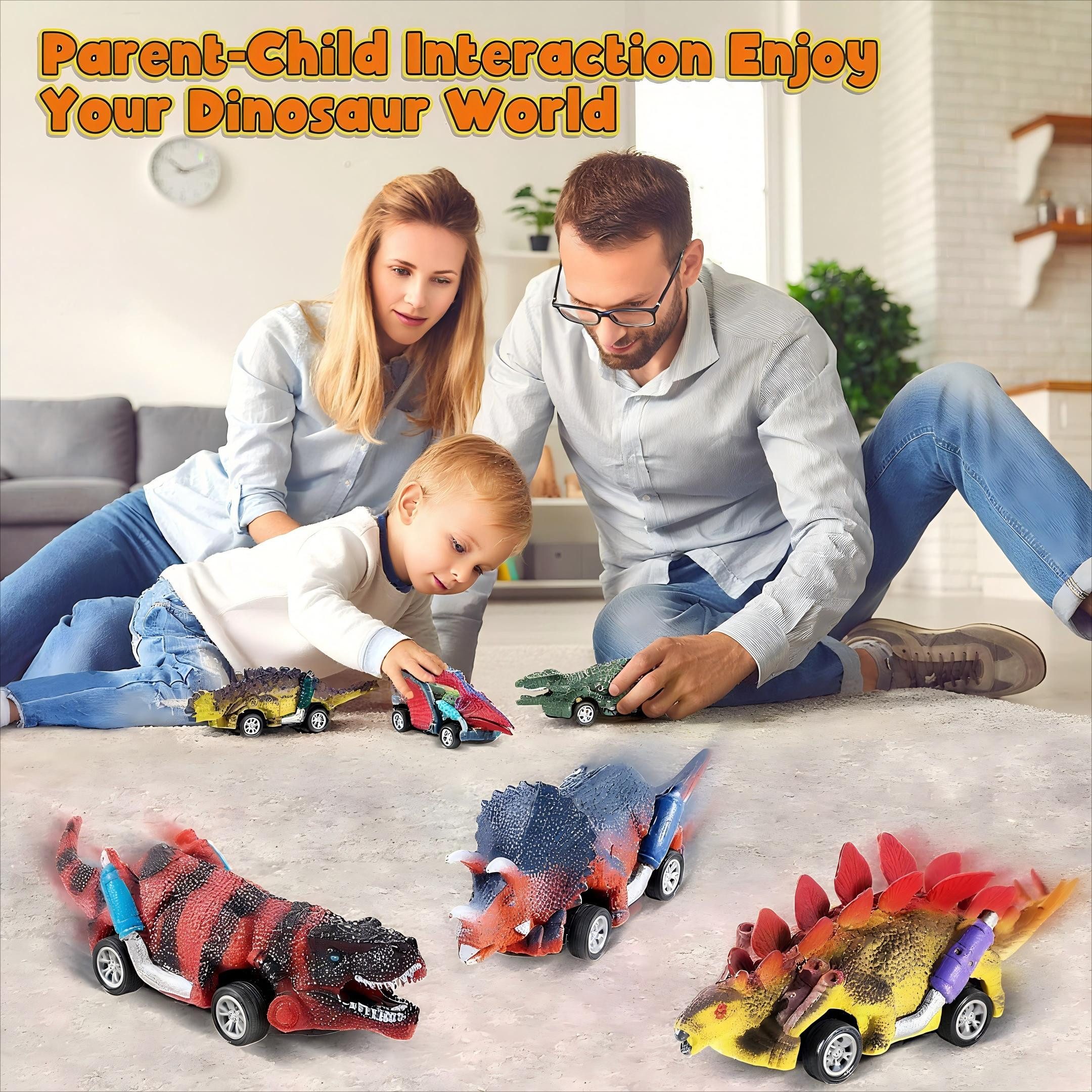 POPOLIC Spielzeug-Auto Dinosaurier Spielzeug, 6Pcs Auto Dino Spielzeug mit Spielmatte, (1-tlg., Auto Dinosaurier Spielzeug, Spielzeugauto), Kinderspielzeug ab 2 3 Jahre Jungen Mädchen Geschenke