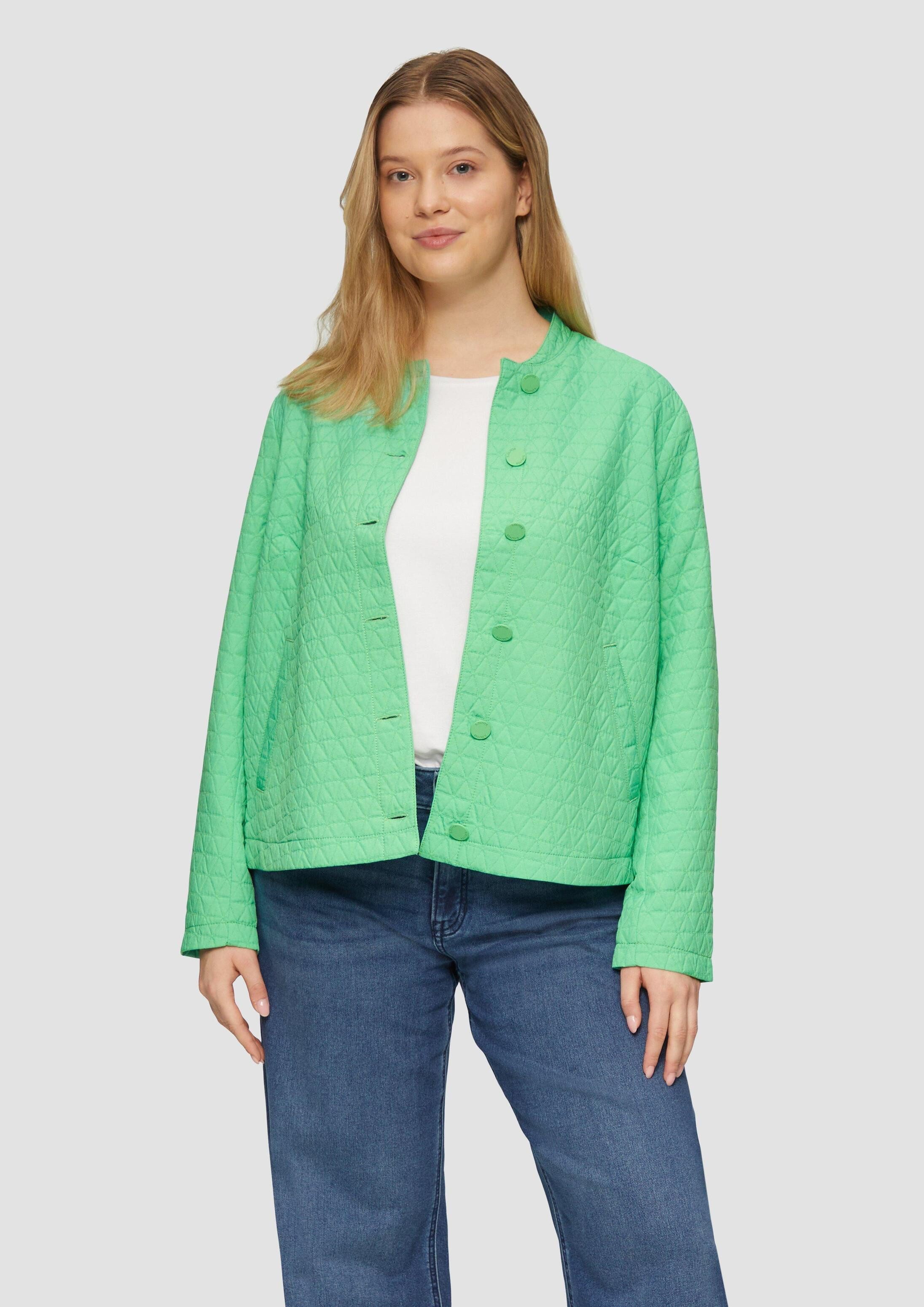 s.Oliver Sweatjacke Indoor-Jacke Strukturierter Blouson mit Stehkragen und Knopfleiste