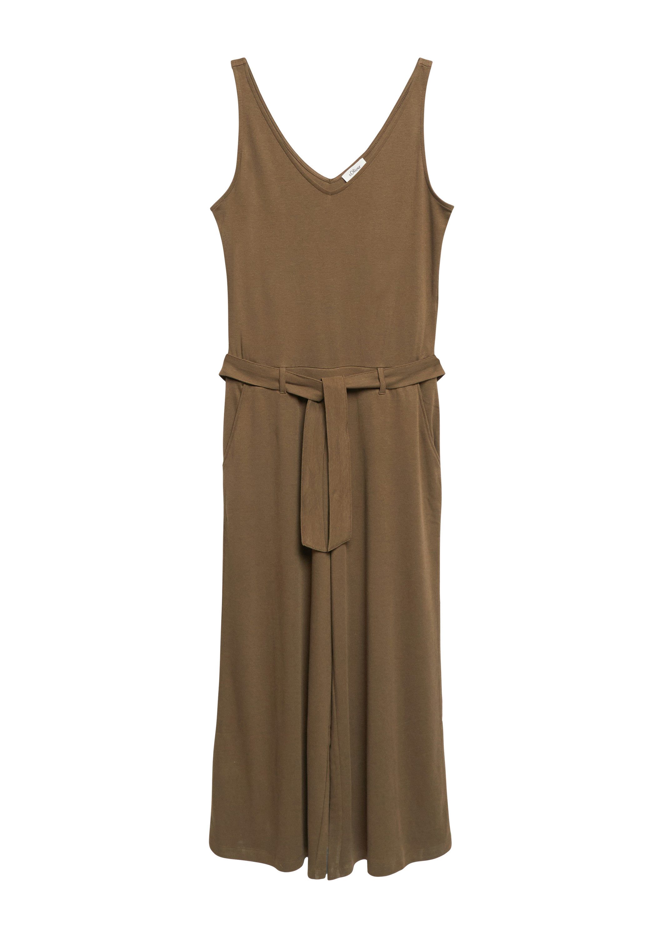 s.Oliver Jumpsuit Overall Ärmelloser Overall aus Interlockjersey mit Gürtel