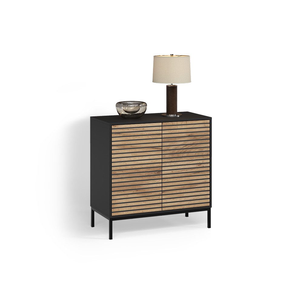 Livinity® Kommode Aterno, Goldkraft Eiche/Anthrazit/Anthrazit, mit 2 Türen (1 St)