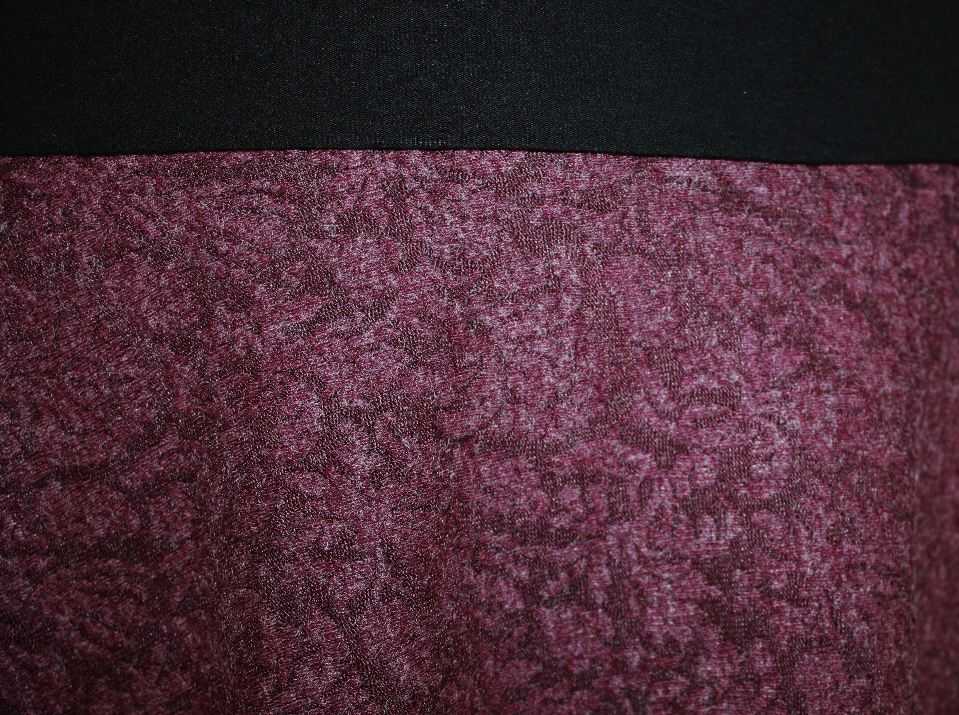 dunkle design A-Linien-Rock Weinrot Floral 68cm Elastischer Bund