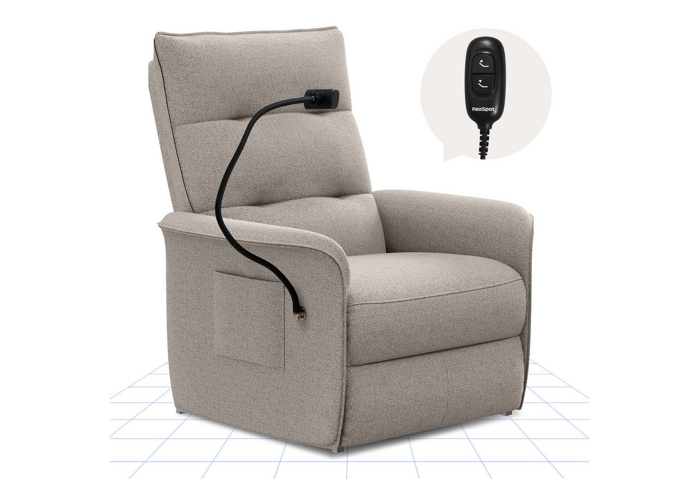 FLEXISPOT Sessel Elektrischer Relaxsessel – Ergonomischer Liegesessel mit Relaxfunktion (leicht zu montieren, kompakt verpackt & einfach zu transportieren), Fernsehsessel, ergonomisch, bis 200 kg belastbar, 105°-155°