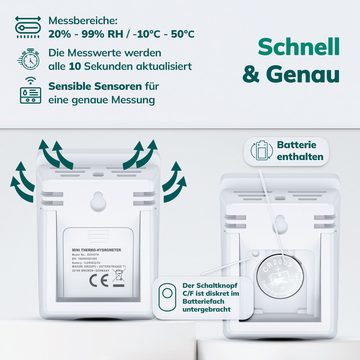 MAVORI Hygrometer und Thermometer digital mit sehr präzisen Messwerten, (1-St), Thermometer mit Luftfeuchtigkeit