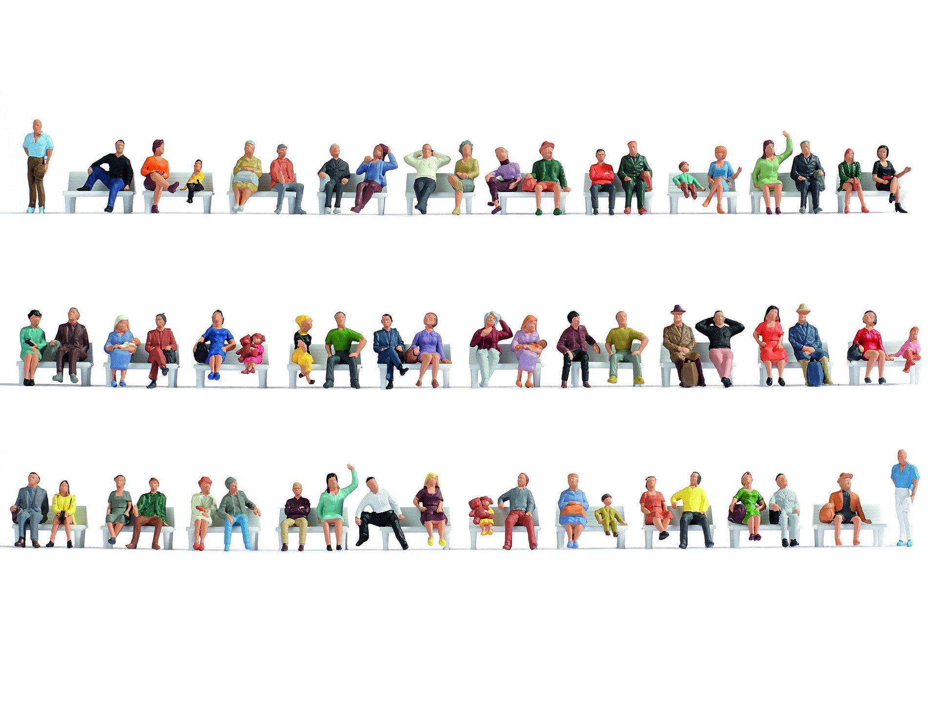 NOCH Dekofigur NOCH® Mega-Spar-Set „Sitzende“, 60 Figuren aus Kun