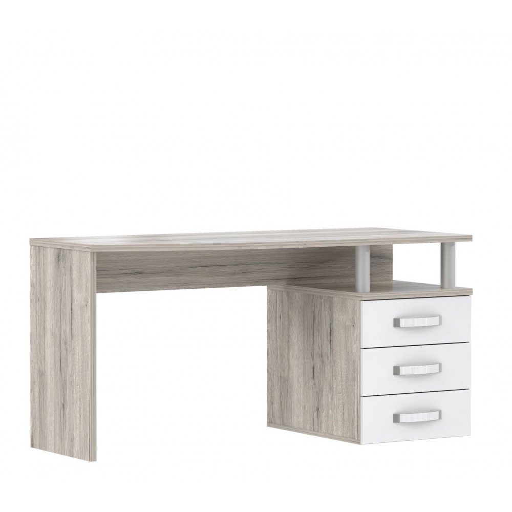 Schreibtisch glanz Rondino PC Sandeiche Möbel Arbeitstisch Nb. weiss Bürotisch Forte Tisch / Schreibtisch