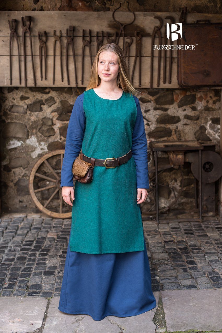 Burgschneider Ritter-Kostüm Mittelalter Kleid Typ Unterkleid Freya Waidblau L