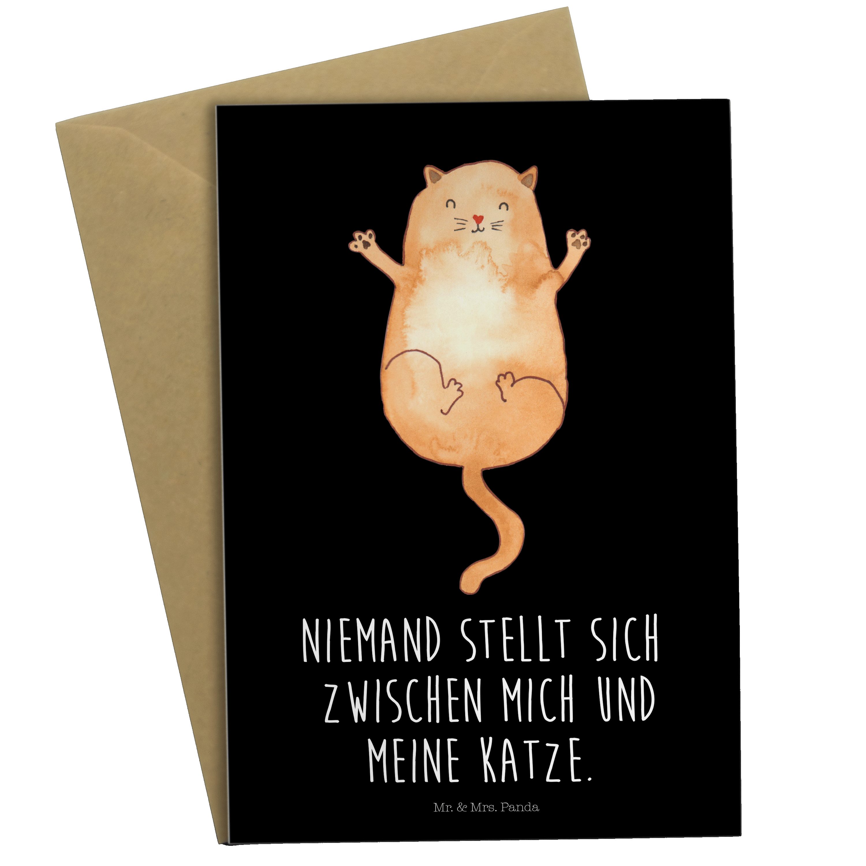 Mr. & Mrs. Panda Grußkarte Katzen Umarmen - Schwarz - Geschenk, Liebe, Katzenfan, Hochzeitskarte
