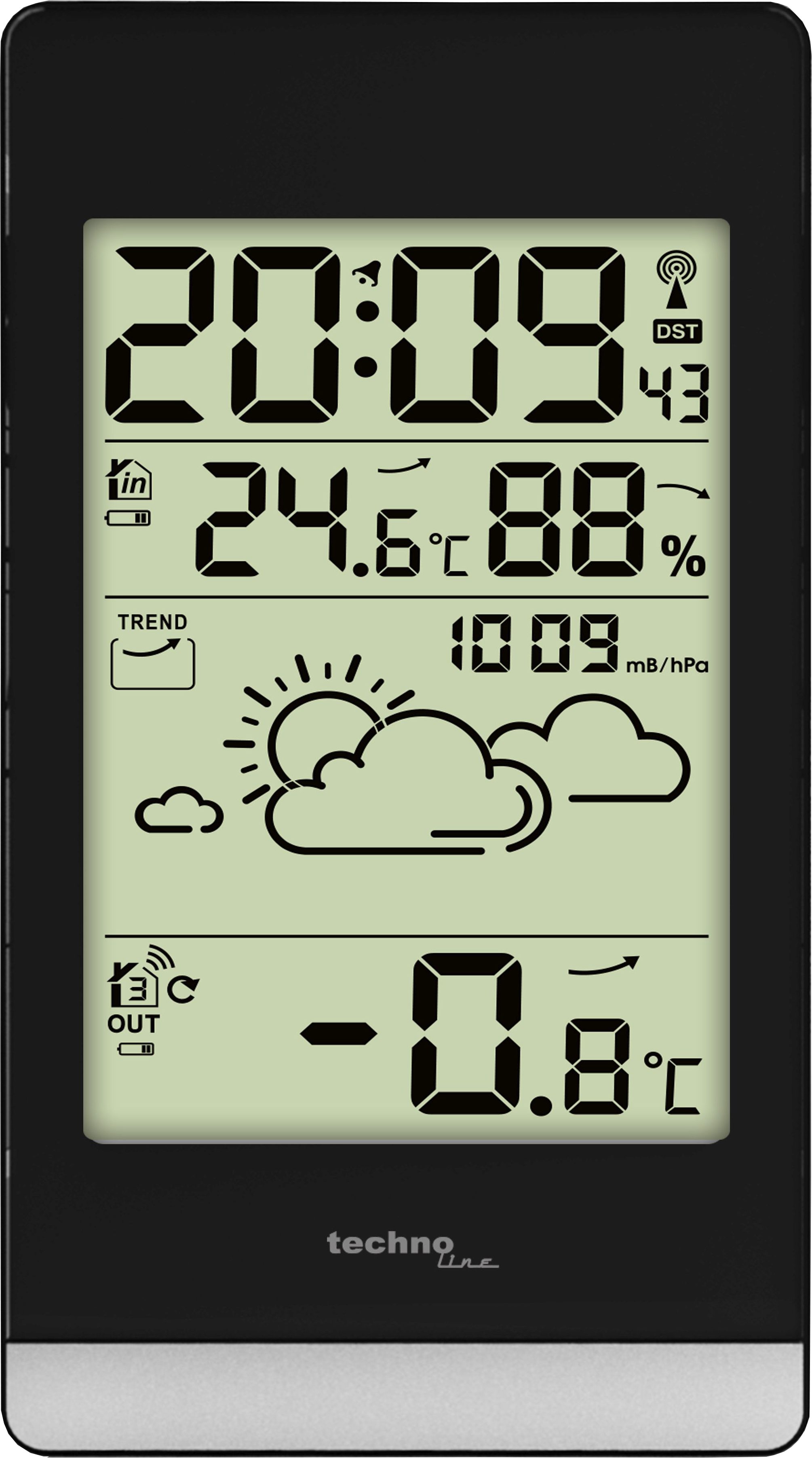 mit Außensender, Frostalarm) Wetterstation Wettervorhersage WS 9132 (inklusive technoline