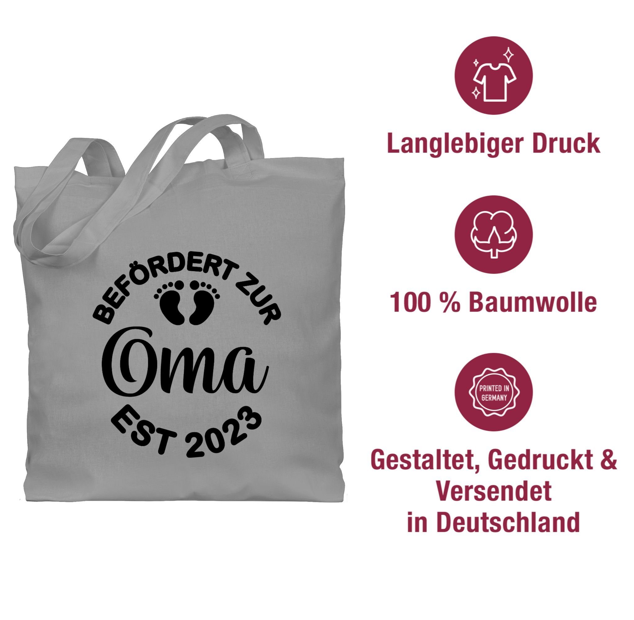 Oma Geschenk - Hellgrau schwarz, 1 Befördert Shirtracer zur 2023 Umhängetasche Oma