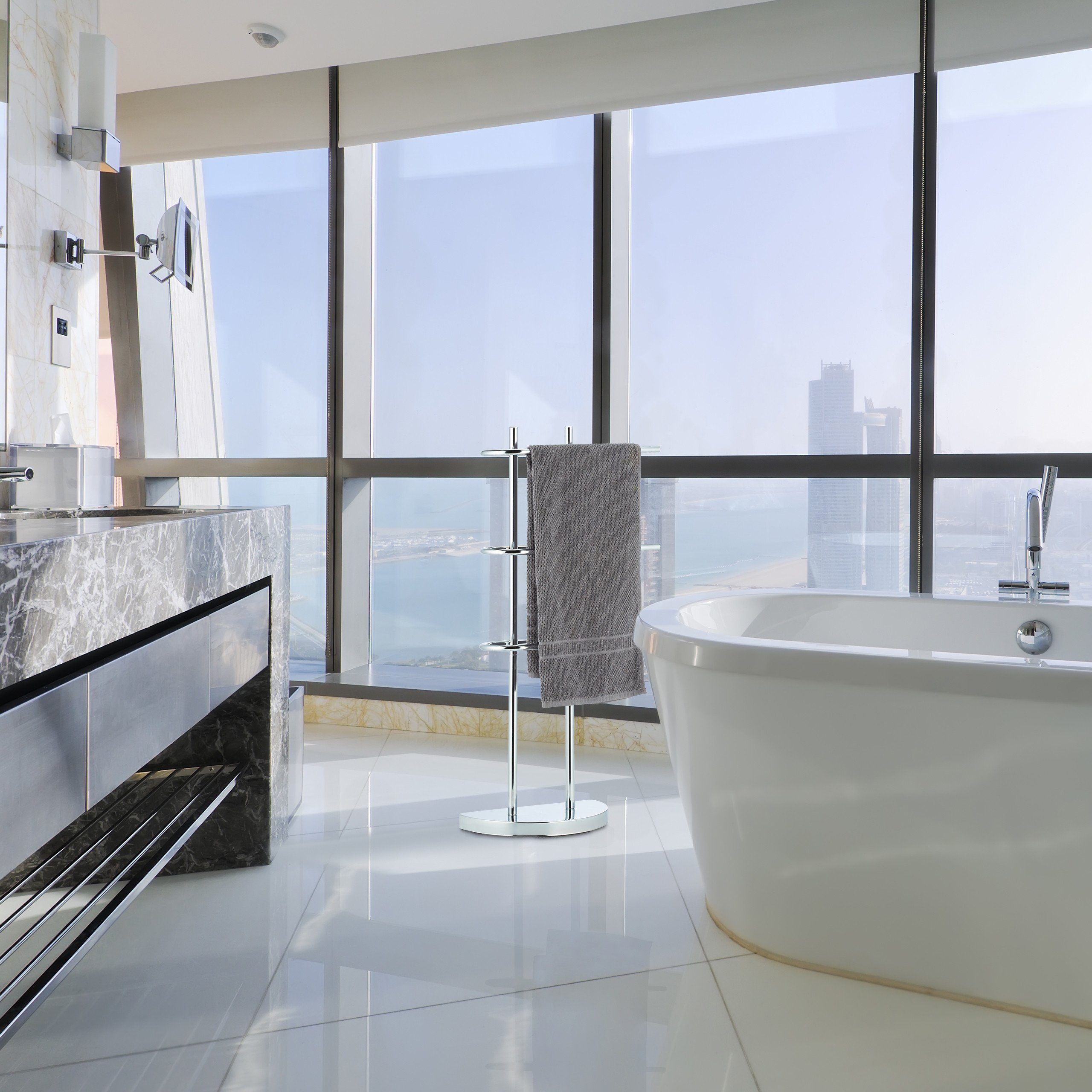 relaxdays Handtuchständer Handtuchhalter Chrom dreiarmig günstig online kaufen