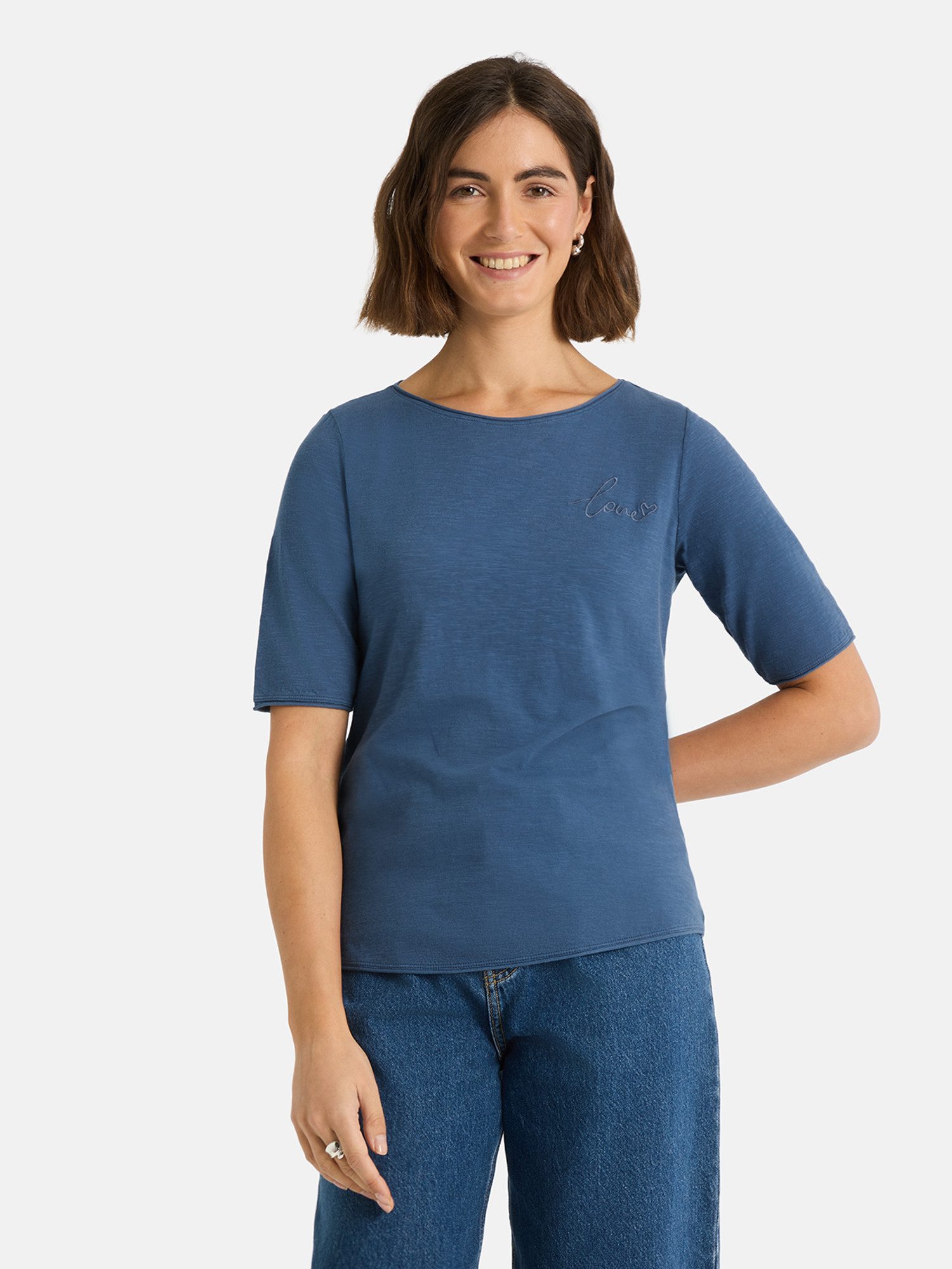 Lieblingsstück Rundhalsshirt CandiceEP mit Statement-Stickerei und im Batik-Look